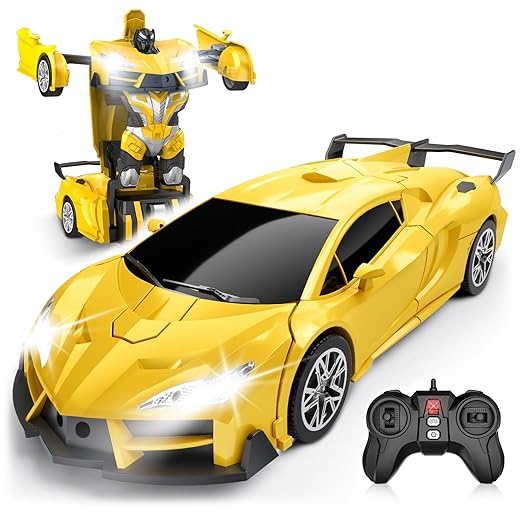 Transform Remote Control Car, RC Cars for Boys Age 3-5 6-8, One-Button Transform Toy Cars, 2.4GHz, 360° Spin, 1:16 Scale, Flashing Headlight,3-8 Year Old Grandkids Christmas Birthday Gifts