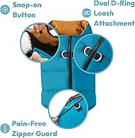 Vista 4 de Chaleco acolchado Gooby para perro - Negro sólido, talla M - Chaleco polar cálido con cremallera y doble anillo en D para correa, resistente al