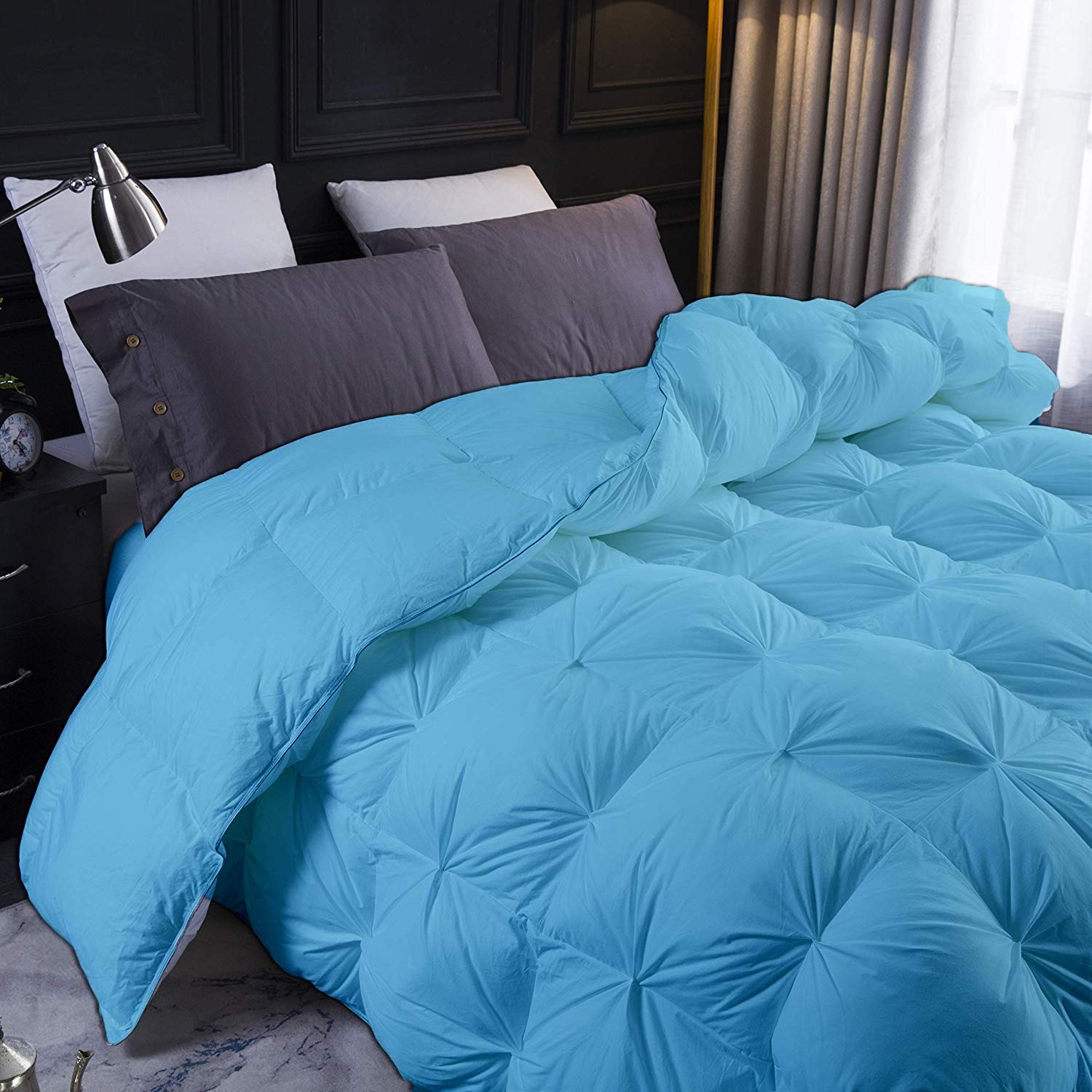 Amazon.com: Light Blue Goose Down Pinch Comforter- Full Size