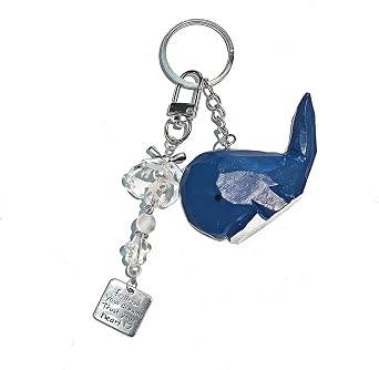 Floette Cute Whale Keychain with Clear Wind Chime Hand-Carved Wooden Whale Charm Bag Charm Y2K Accessories Bow Pendant
