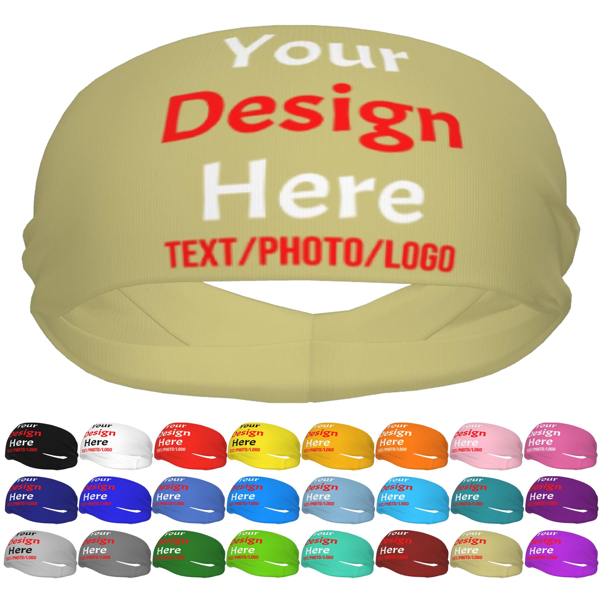 Custom Sweatbands for Men Women, Design Your Own Text Name Image Photo Personalized Sports Headbands