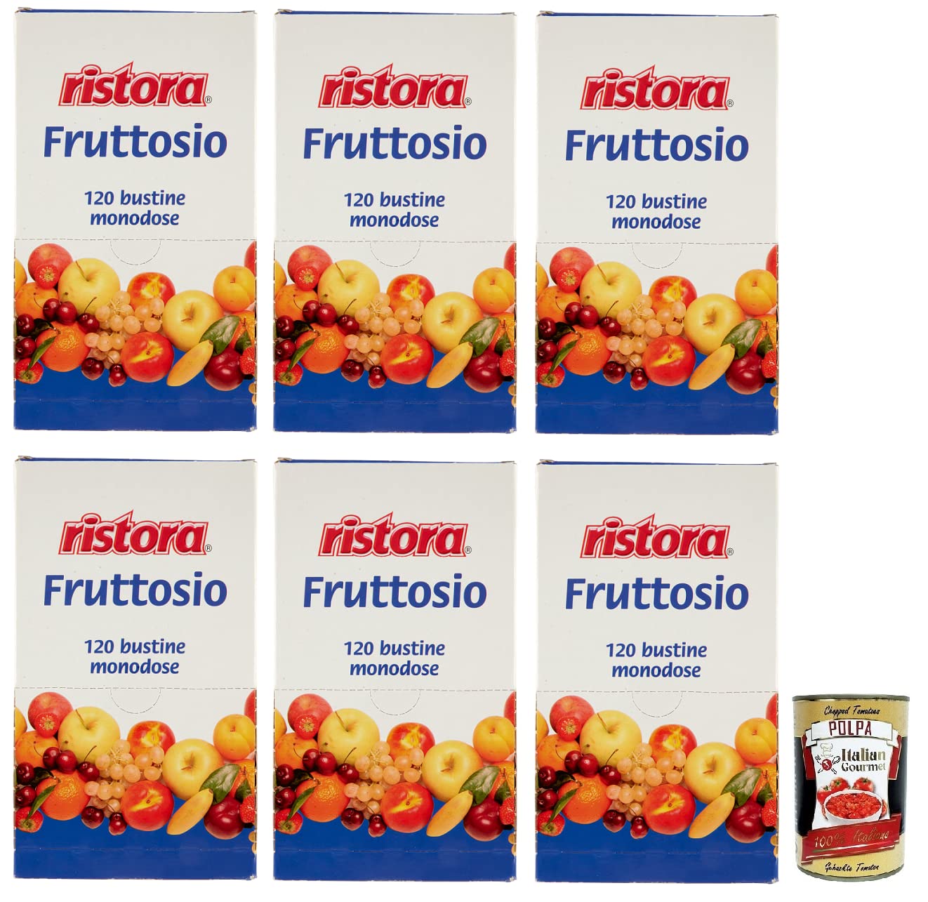 Italian Gourmet Fruttosio dolcificante bustine Fruktose Süßstoff 6 x 480g