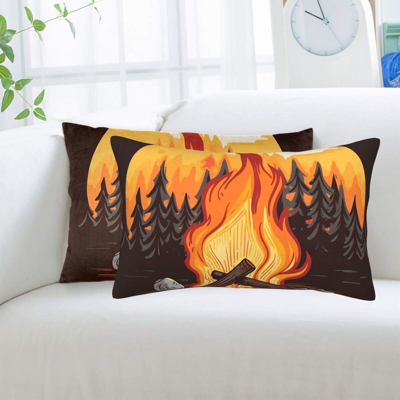 Bonfire Standard Pillowcases Sets of 2, Ultra Soft Microfiber Plush Pillow Cases 20"X30" Comfort Decorative Throw Pillow Cover with Hidden Zipper for Bedroom, Sofa, Couch