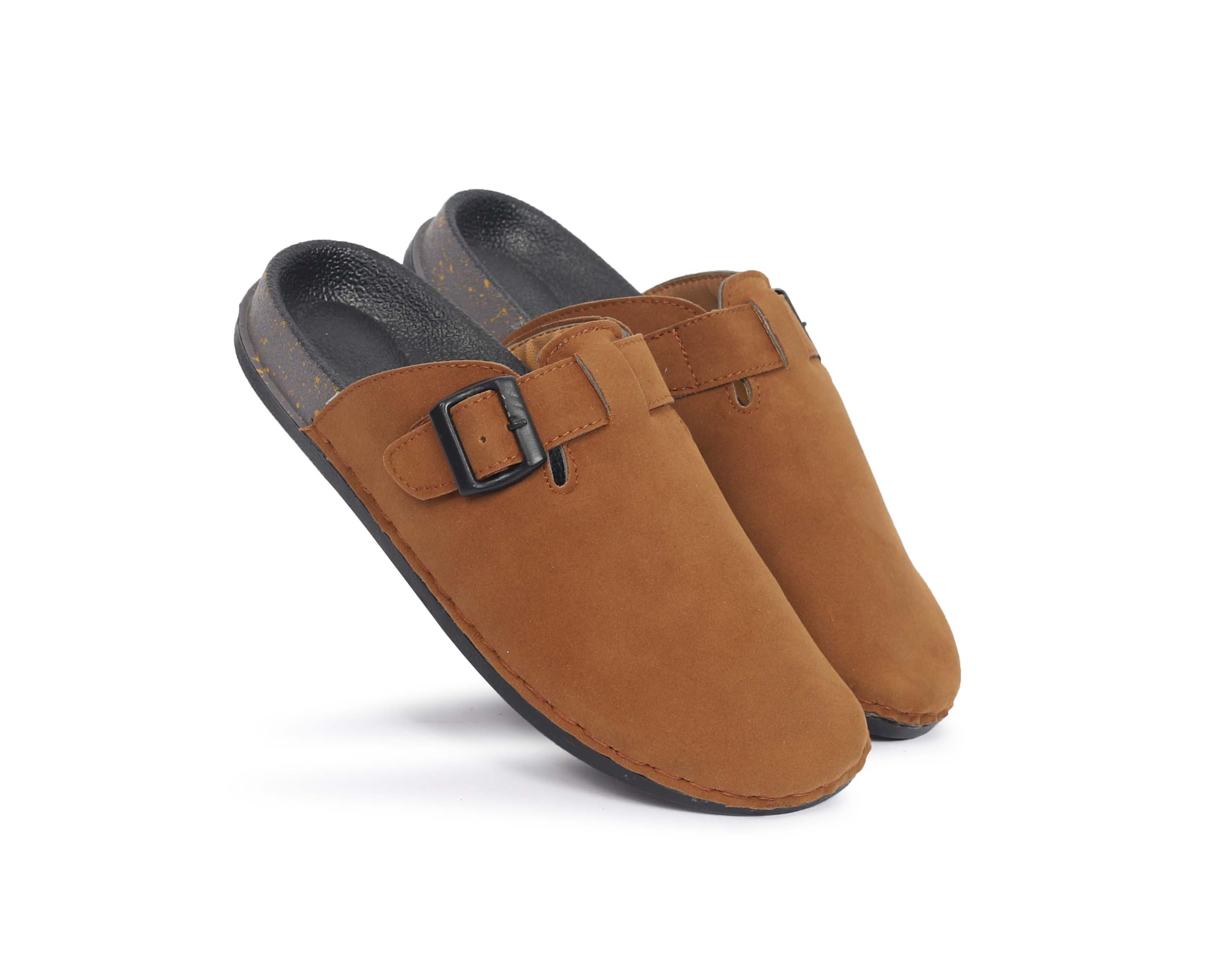 Men's Suede Slip-On Sandals for Men | Berkin-Style Slip-On Casual Sandal with Open Toe Design | Comfortable PU Footbed, Arch Support & Lightweight On-Grip Sole for Outdoor Wear|Men Open Toe Buckle Strap Sandals| Summer Slip-On Slipper|Perfect For Monsoon Rainy Season-picture-35