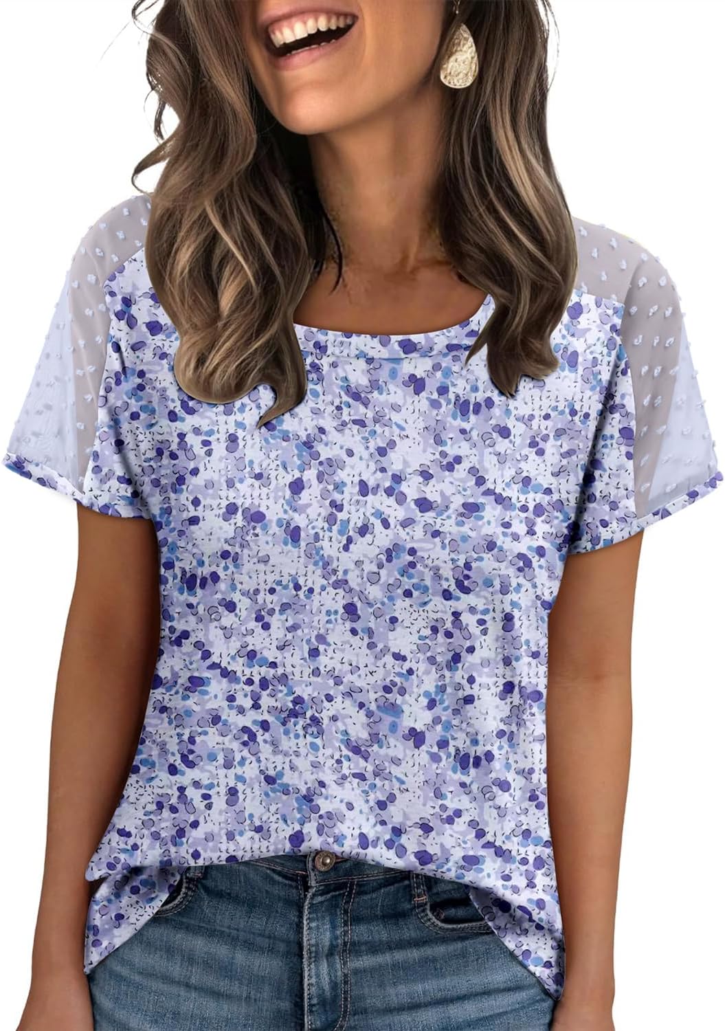 Magritta Women Mesh Sleeves Casual T-Shirts Summer Fashion See Through Blouses Tee S-3XL