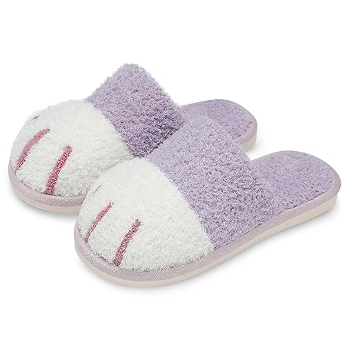 SINNO Cute Animal Slippers for Women Indoor Outdoor Memory Foam House Slipper Soft Warm Cozy Fuzzy Bedroom Non-Slip Shoes Christmas Gift ladies - 7-8 Women/5-6 Men - Purple