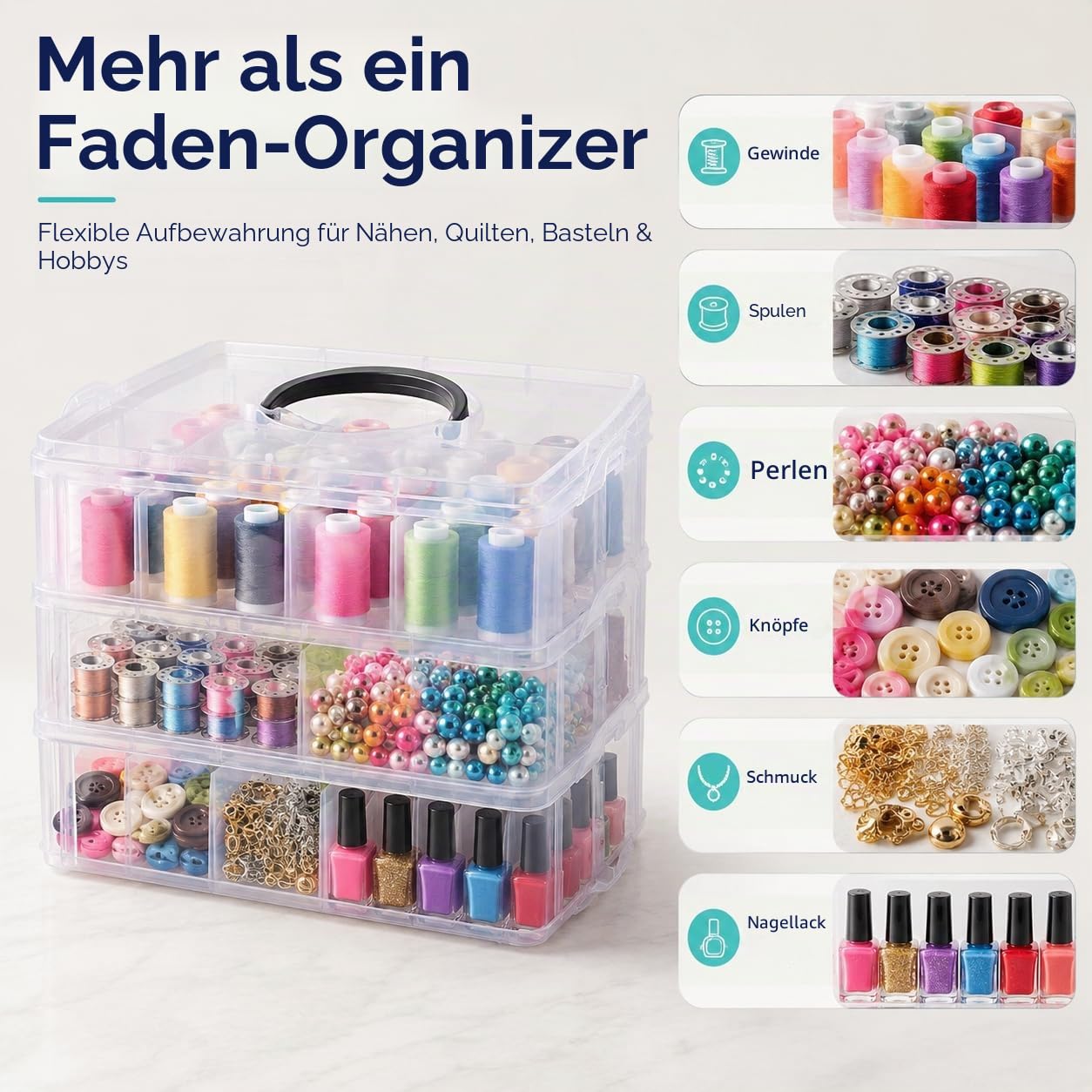Simthread Maschinen-Stickgarn aus Polyester, 63 Farben, mit Kunststoff-Aufbewahrungsbox für Stickereien, Nähmaschinen