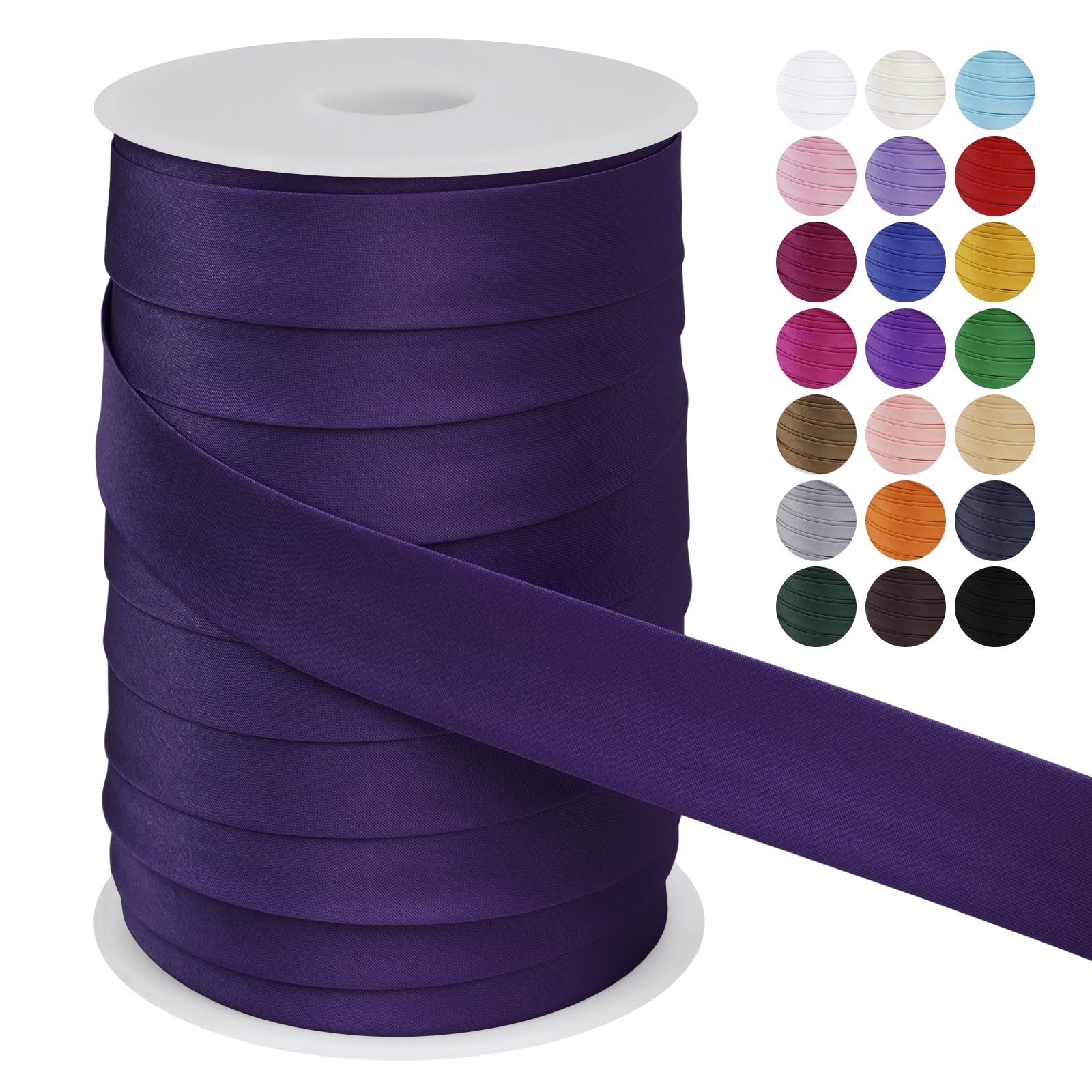 LEREATI Satin Bias Binding Tape for Sewing 1 Inch x 50m Sewing Bias Tape Double Fold