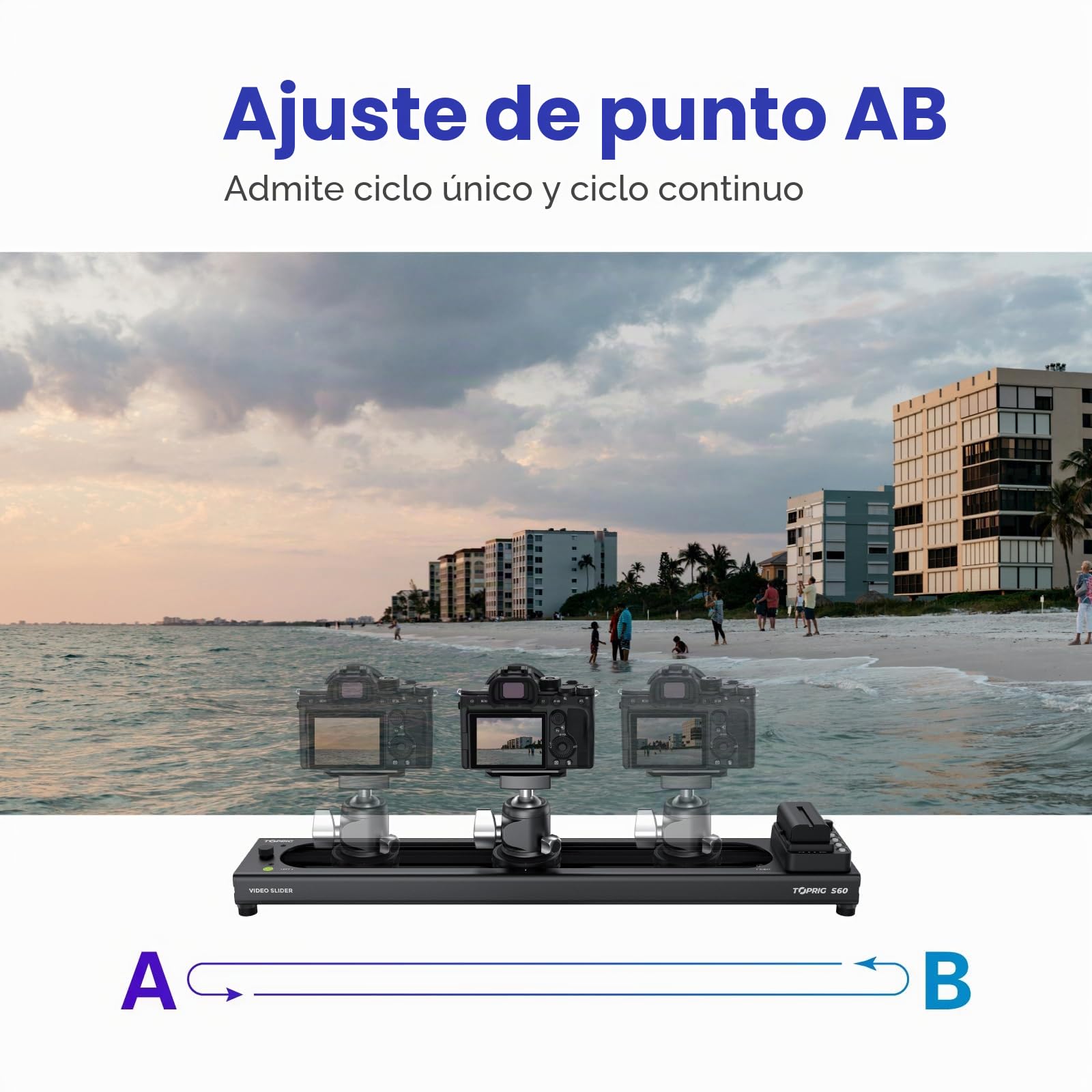Accsoon - Vídeo de Toprig S60 - Motorized Camera Slider for Video Shooting - MAX. Load up to 2.5 kg Vertical and 4 kg Horizontal - Speed 5 cm/s - MAX Travel Distance: 425 mm