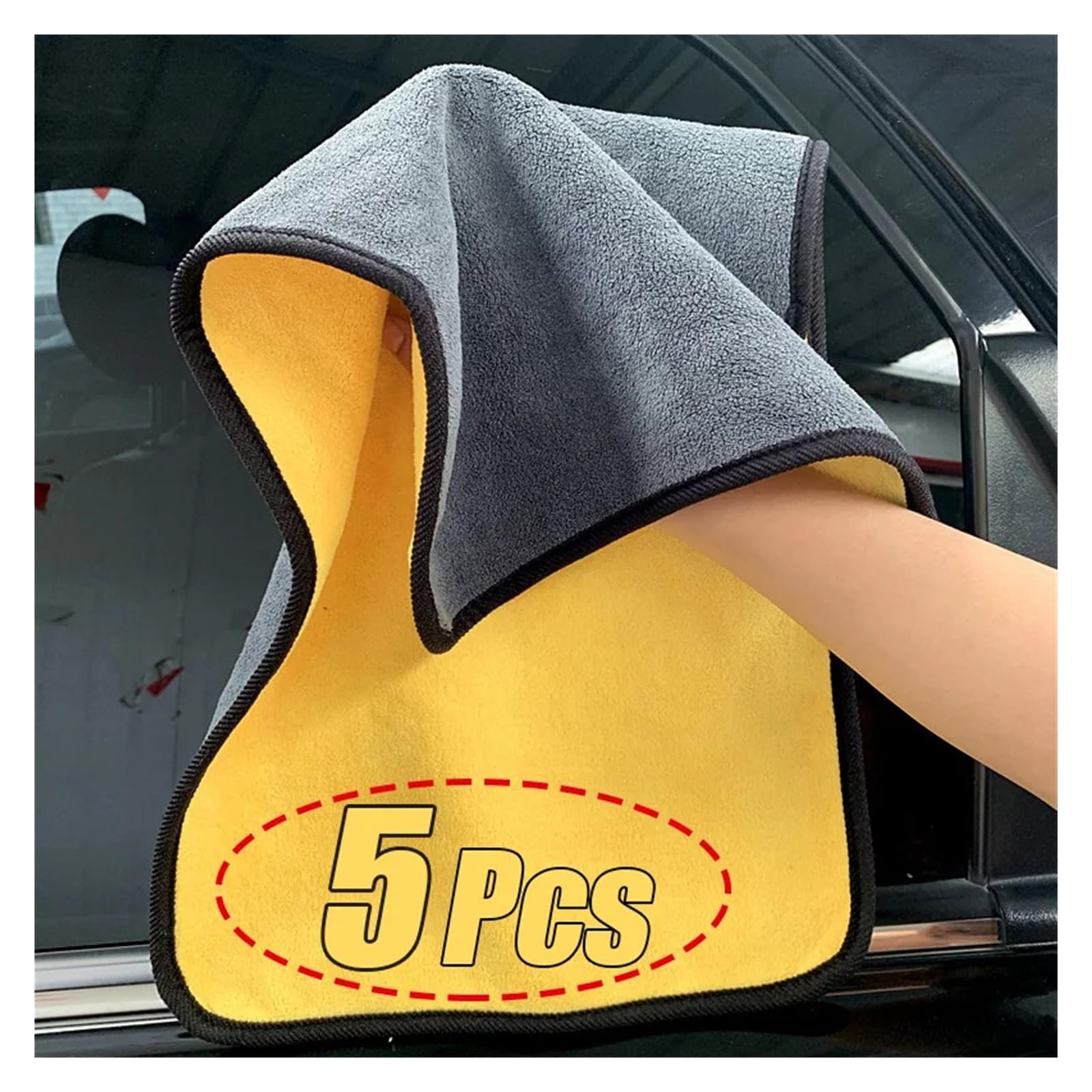 5pcs Microfiber Cleaning Towel Thicken Soft Drying Cloth Car Body Washing Towels Double Layer Clean Rags 30 40 — view 2