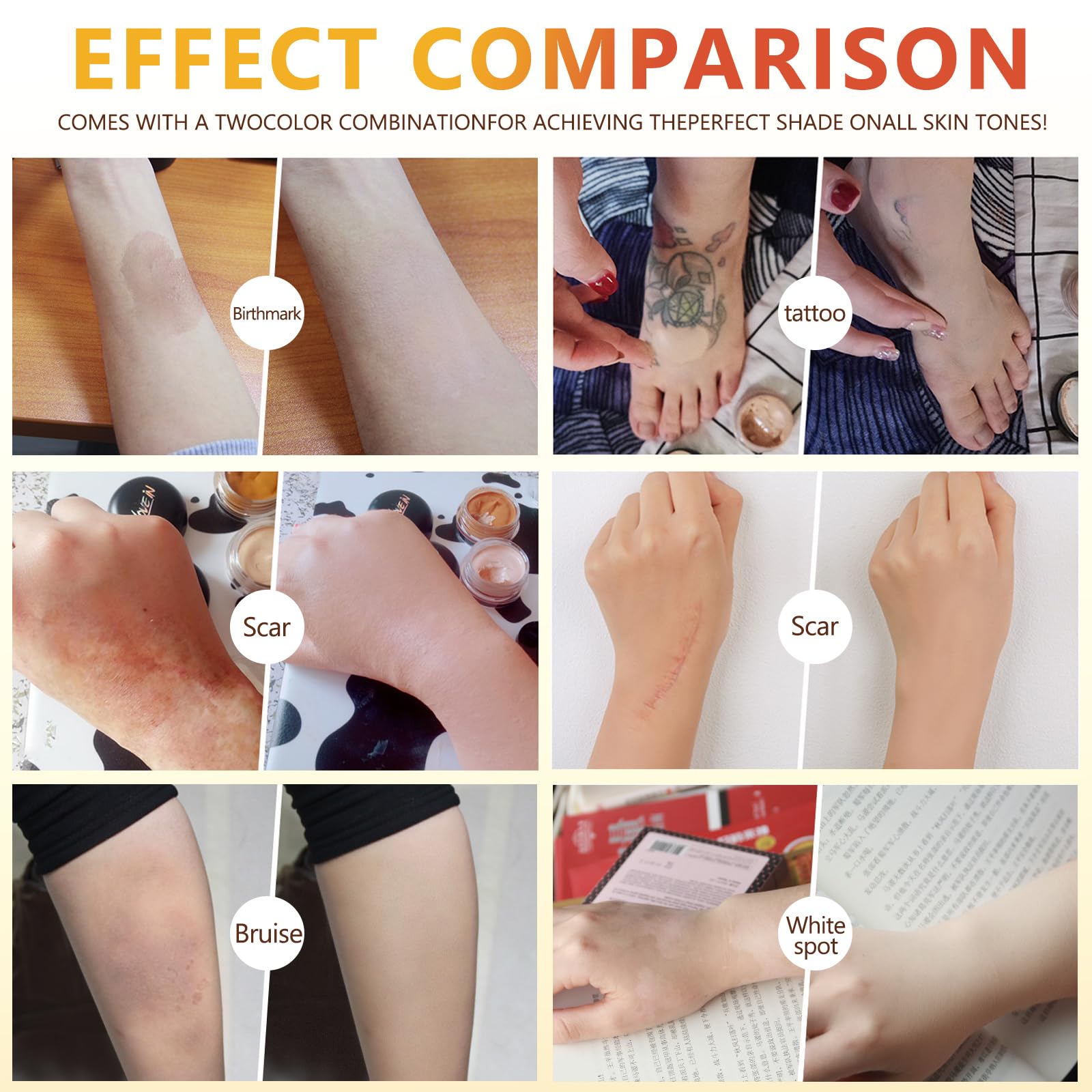Waterproof Tattoo Cover Up Makeup for Full Coverage - Body Concealer Set for Men and Women - Scar Cover Up and Tattoo Concealer Kit - Image 2