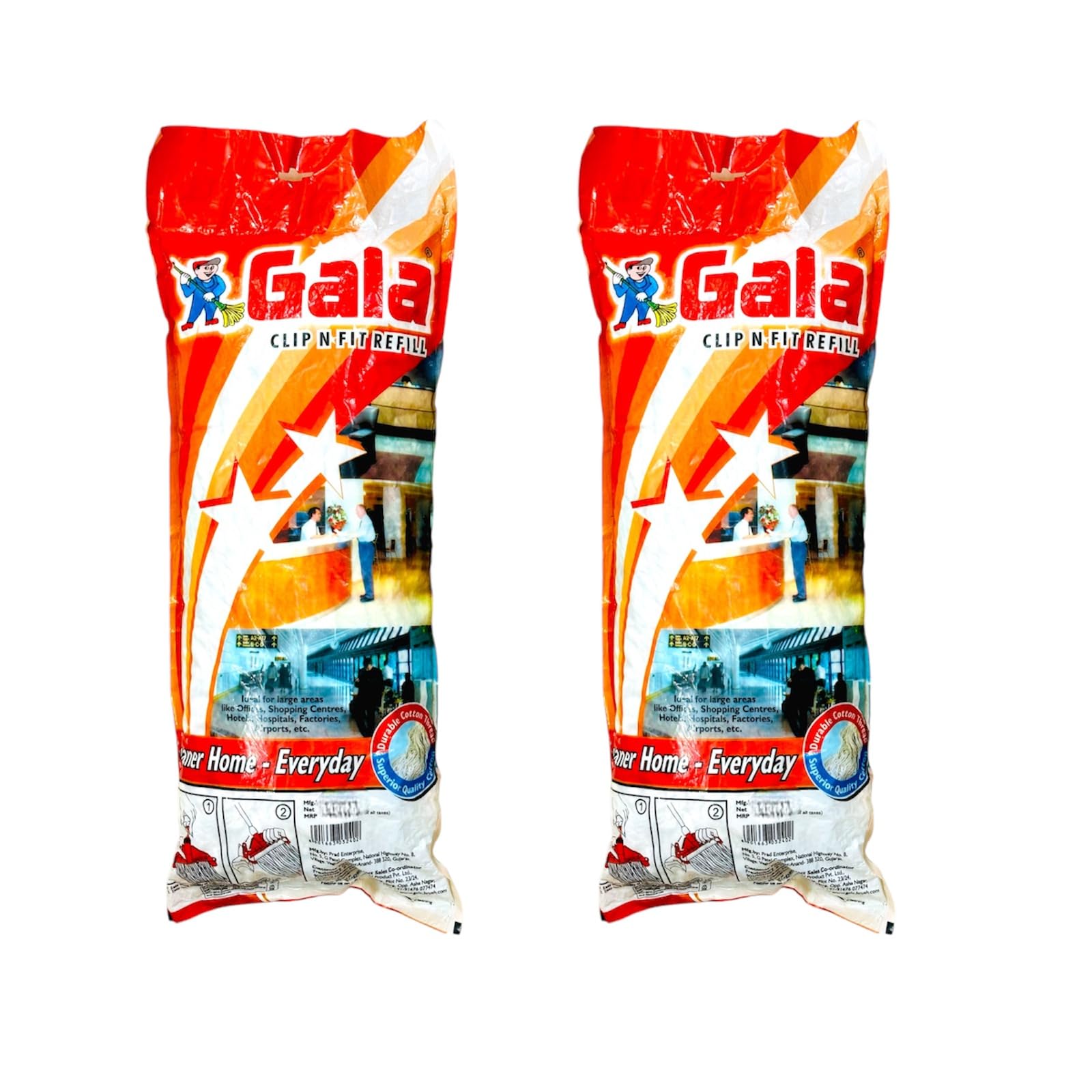 Gala Clip n Fit Floor Mop Refill | 350grm | Pure Cottan Mop Refile | Floor Cleaner| Wet Mopping| Pack of 2 (B0DG5V33X6) Amazon Price History, Amazon Price Tracker