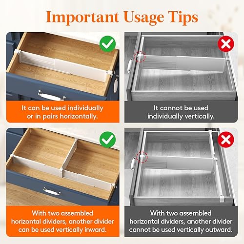 Miniatura 5 de Lifewit Separadores de cajones de cocina colgantes de 3.1 pulgadas de alto, organizadores de cajones ajustables de 10 a 17 pulgadas para utensilios,