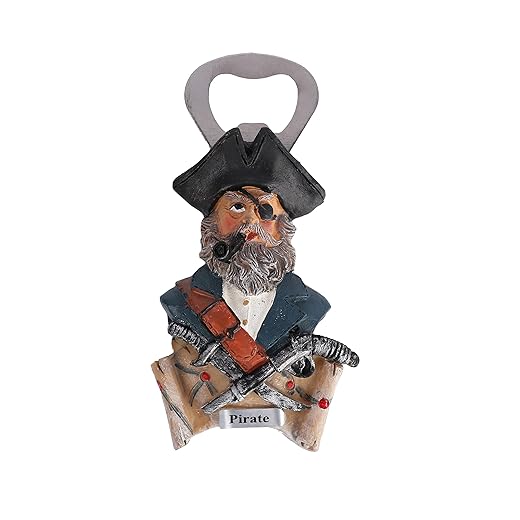 Bierflaschenöffner Pirat mit Pfeife, Polyresin