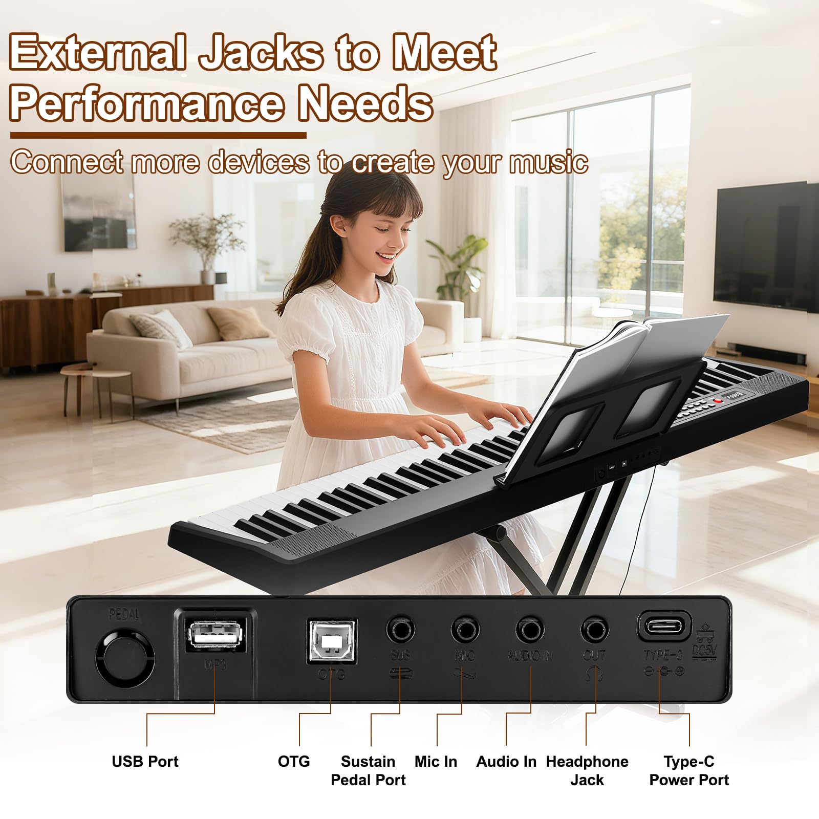 Buinblu Electronic 88 Key Piano Keyboard,Bluetooth Foldable Full Size Semi-Weighted Digital Pianos with Power Adapter,Pedal,Sheet Music Stand,Sticker,Bag,Gift for Beginners,Black