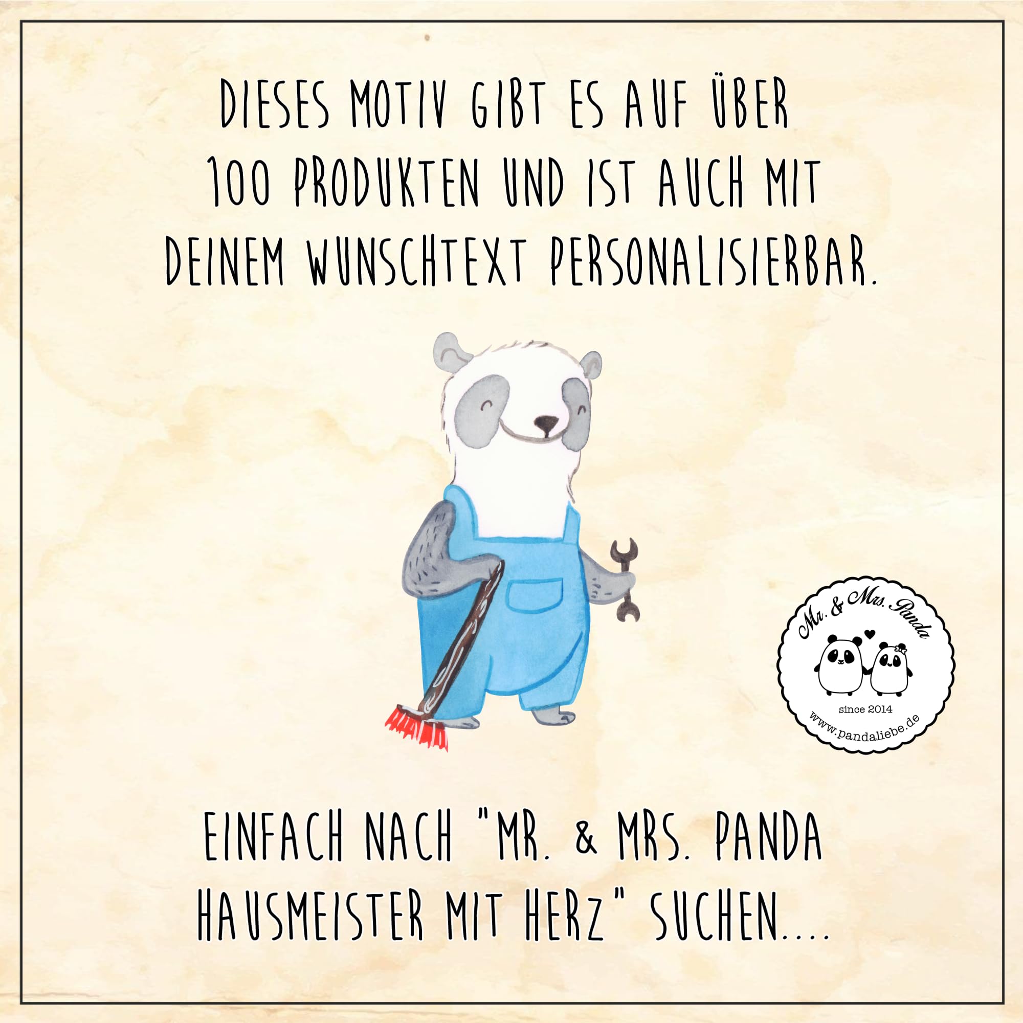 Mr. & Mrs. Panda Fußmatte personalisierbar Hausmeister Herz 40 x 60 cm - Personalisierte Geschenke, Türmatte, Must Have, Concierge, Hausverwalter, Lustig, Fussmatte, Spruch, mit Namen, Geschenk