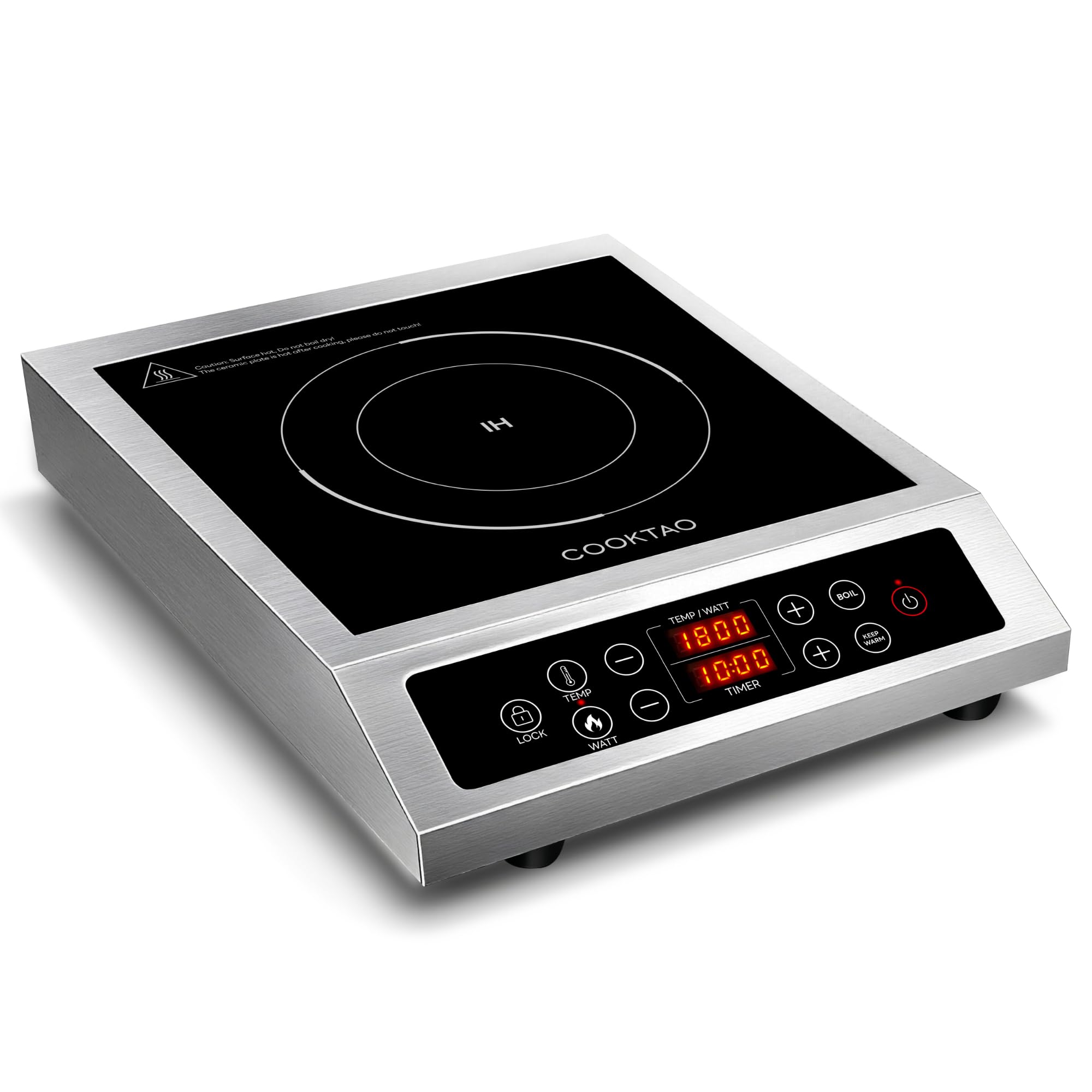 Stainless Steel Induction Cooktop, Professional Commercial Grade Single Burner Electric Cooktop, 1800W Hot Plate Portable Countertop Cooker with Temperature Control, Compatible with Magnetic Cookware — Amazon image 9