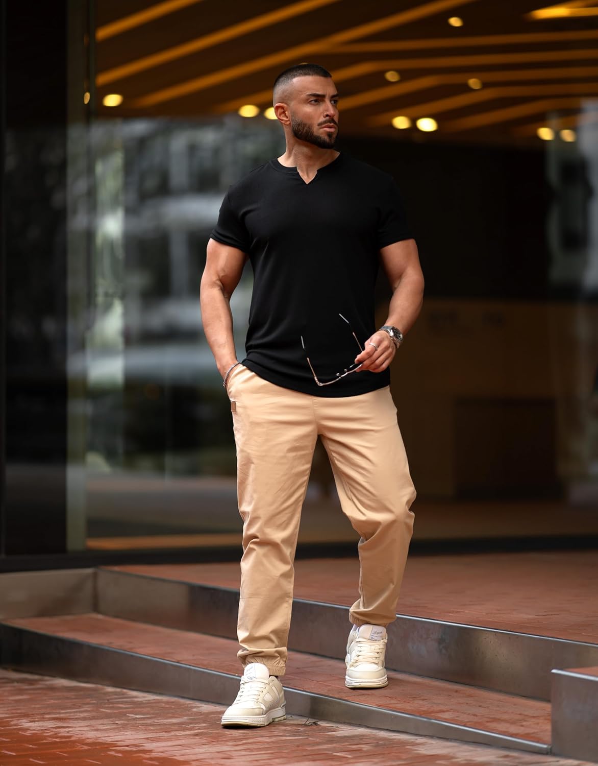 JMIERR Mens Casual Joggers Pants - Cotton Drawstring Chino Cargo Pants Hiking Outdoor Twill Track Jogging Sweatpants Pants - Image 3