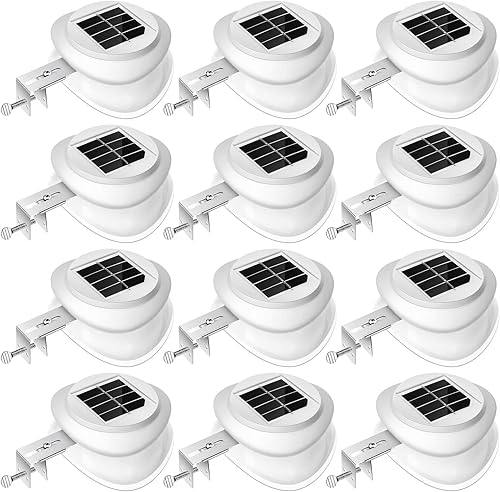 12 luces solares para canalón al aire libre 9 LED impermeable iluminación solar valla de cubierta lámparas de energía solar luz blanca para jardín