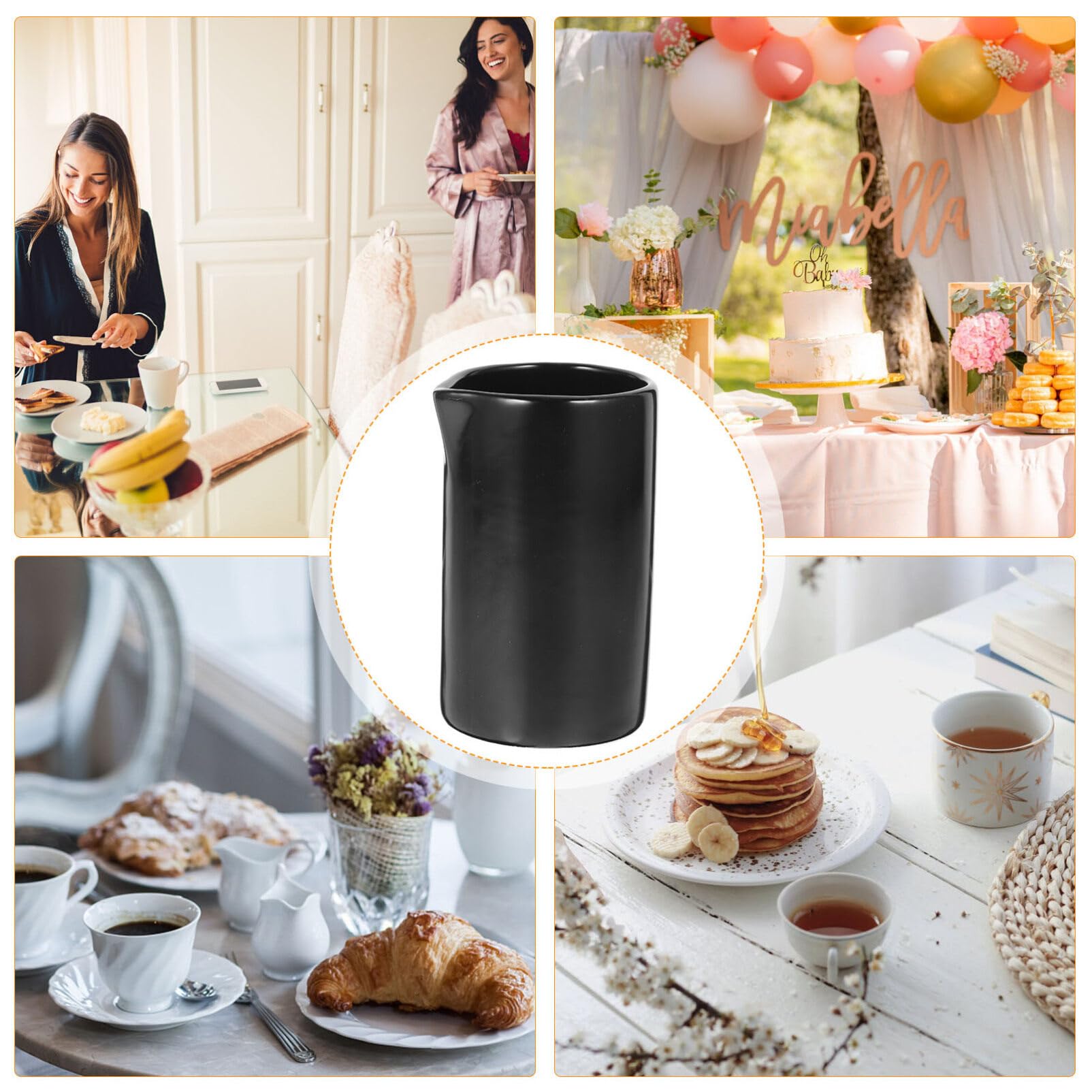 STOBAZA Crémier En Céramique Pichet À Café Et À Lait En Porcelaine Pichet À Mousse De Lait De Service À Pour Latte À Crème Pour - Noir