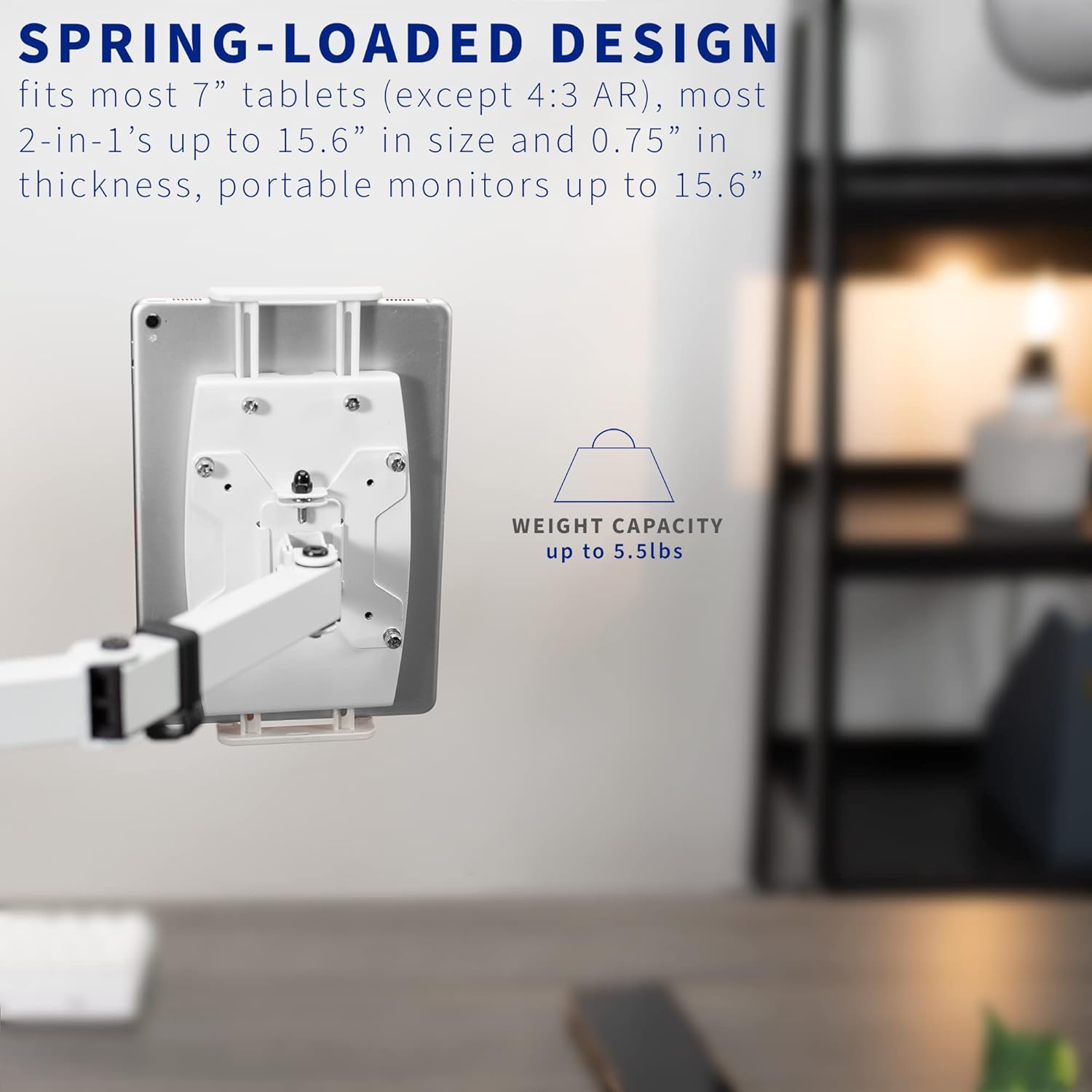White Adjustable VESA Mount for Tablets and Laptops