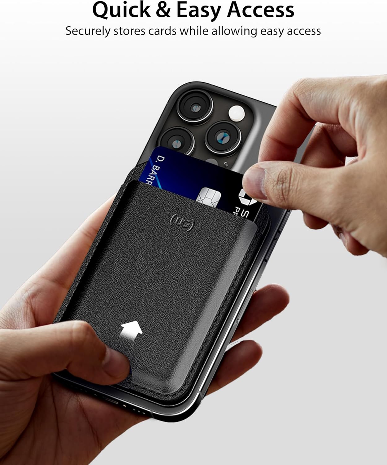 Enclave Wallet Stand for iPhone 17/16/15/14/13/12 Series, Compatible with MagSafe, Magnetic 5 Card Holder, Adjustable Stand, RFID Blocking, Microfiber Leather (Black)