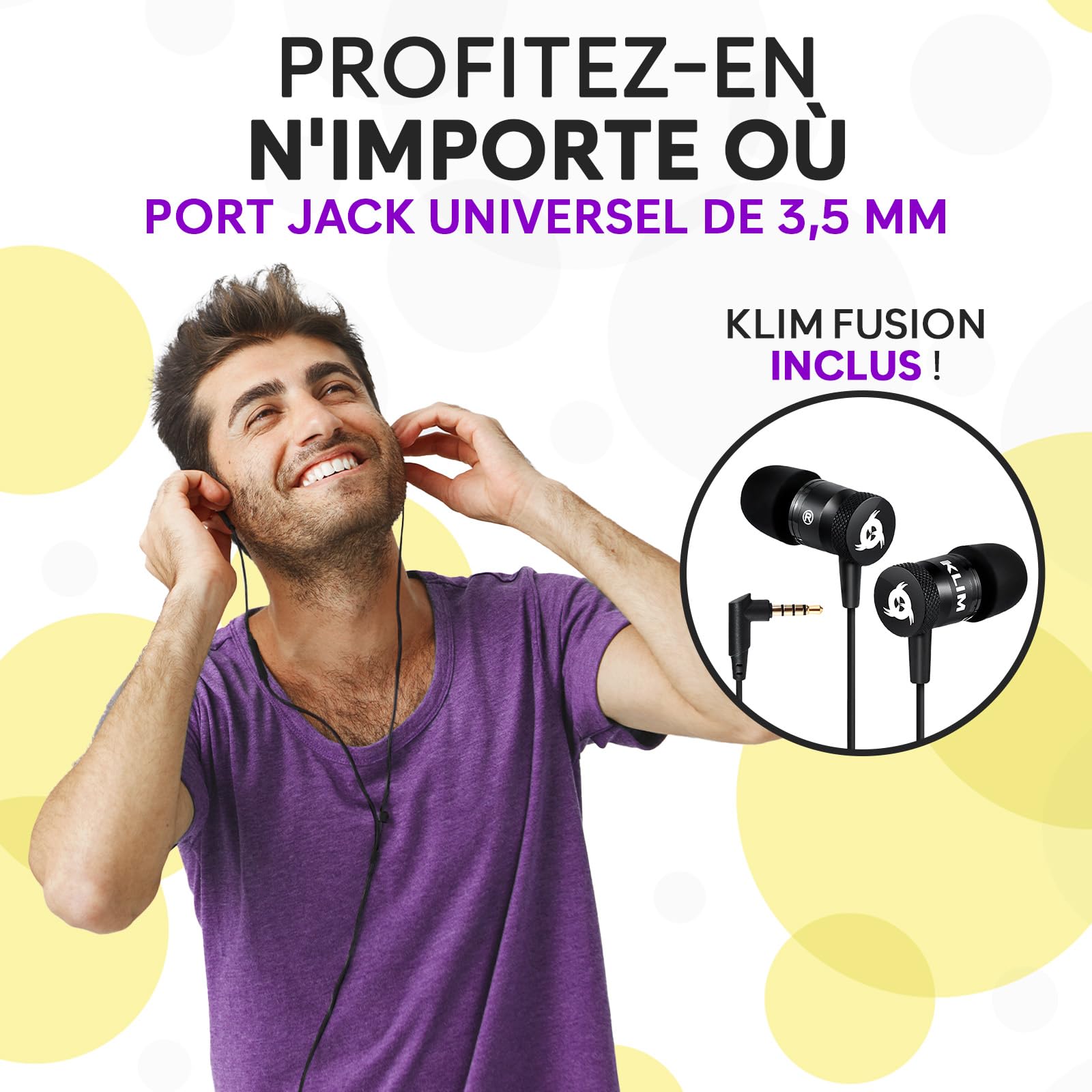 KLIM K8 Lecteur Cassette Audio - Enregistreur Cassette - Nouveau Player - Radio AM/FM - Microphone et Haut-Parleur Intégrés - Prise Casque et Écouteurs - Noir