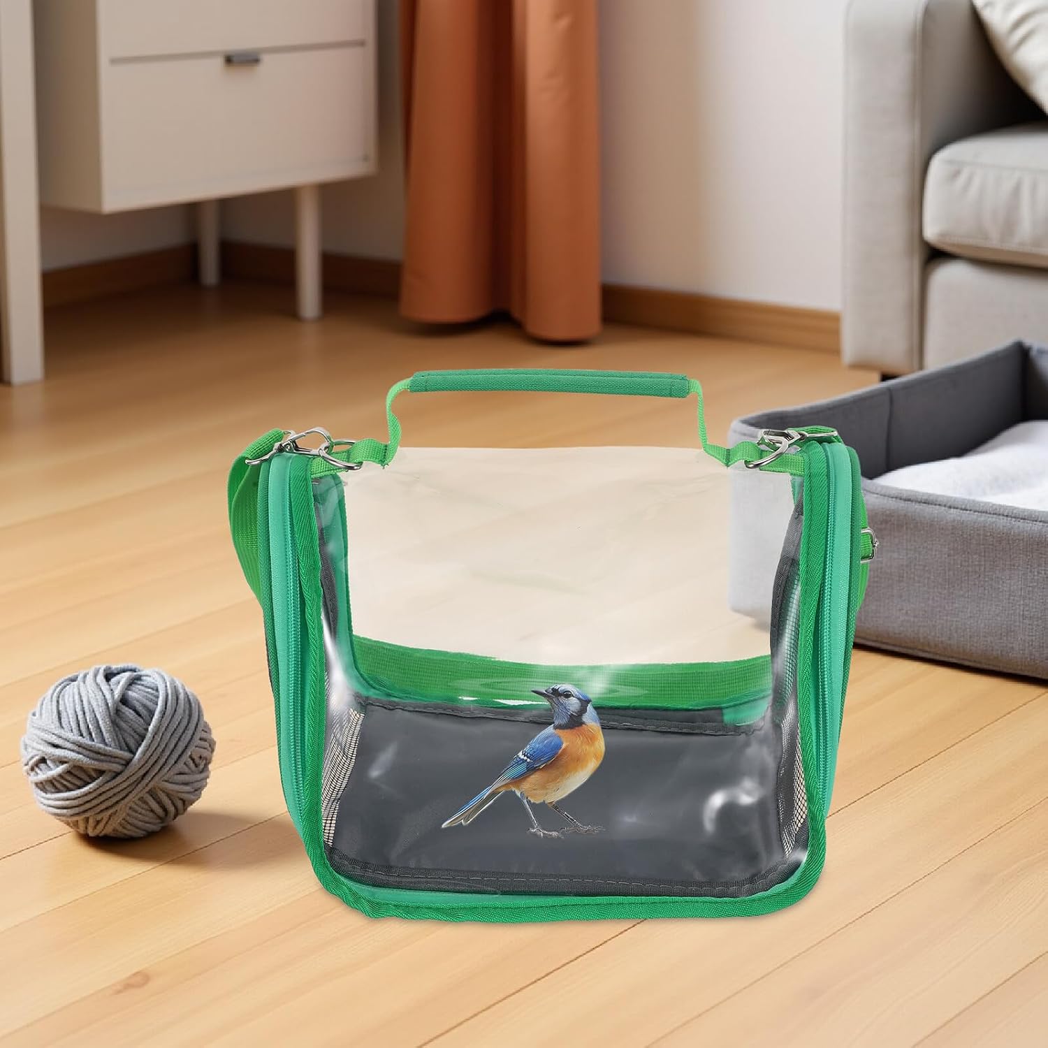 UPKOCH Portable Small Bird Cage Lightweight Travel Carrier with Strap and Handle for Parakeets Conures Small Parrot, Green Compact Bird Travel Cage for Outdoor Trips and Hiking