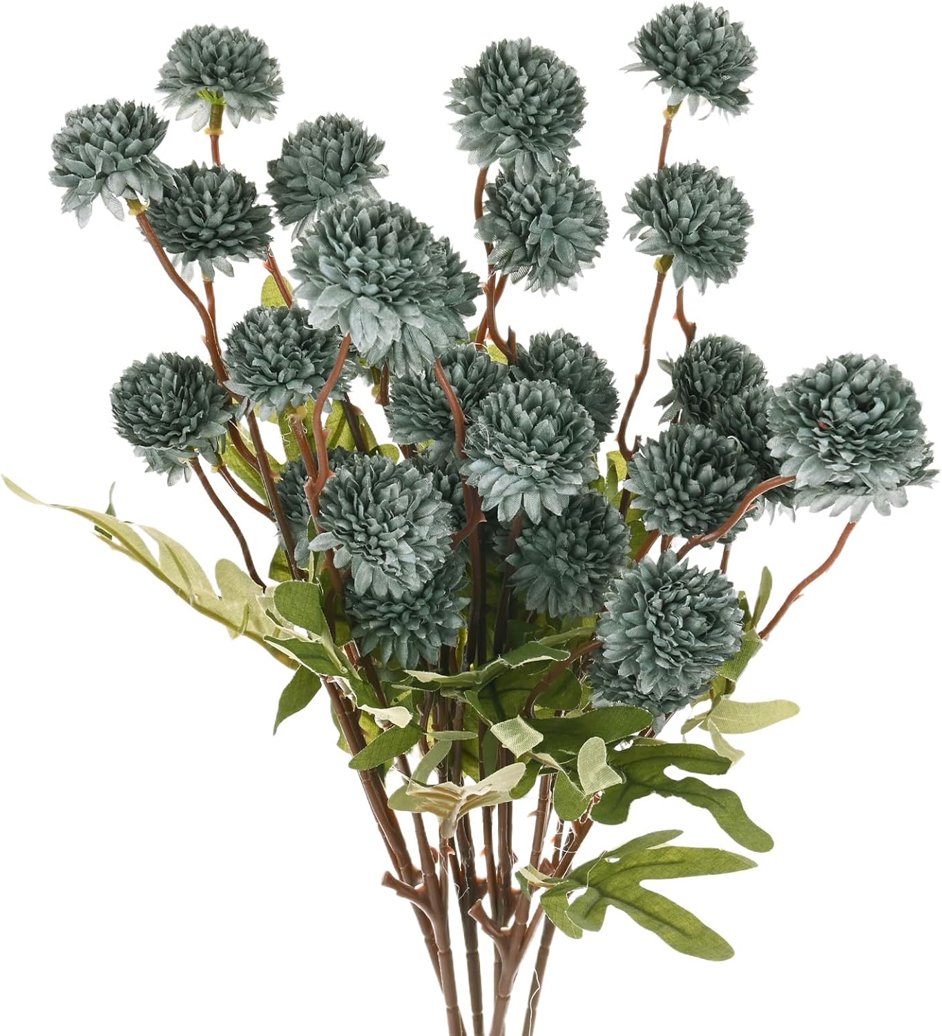 M METERXITY 12-Pack Artificial Chrysanthemum Ball Flowers,20 Inch 5-Heads Faux Chrysanthemum Silk Bouquets Real Touch Faux Flowers for Home/Wedding/Christmas/Party[Dark Blue]