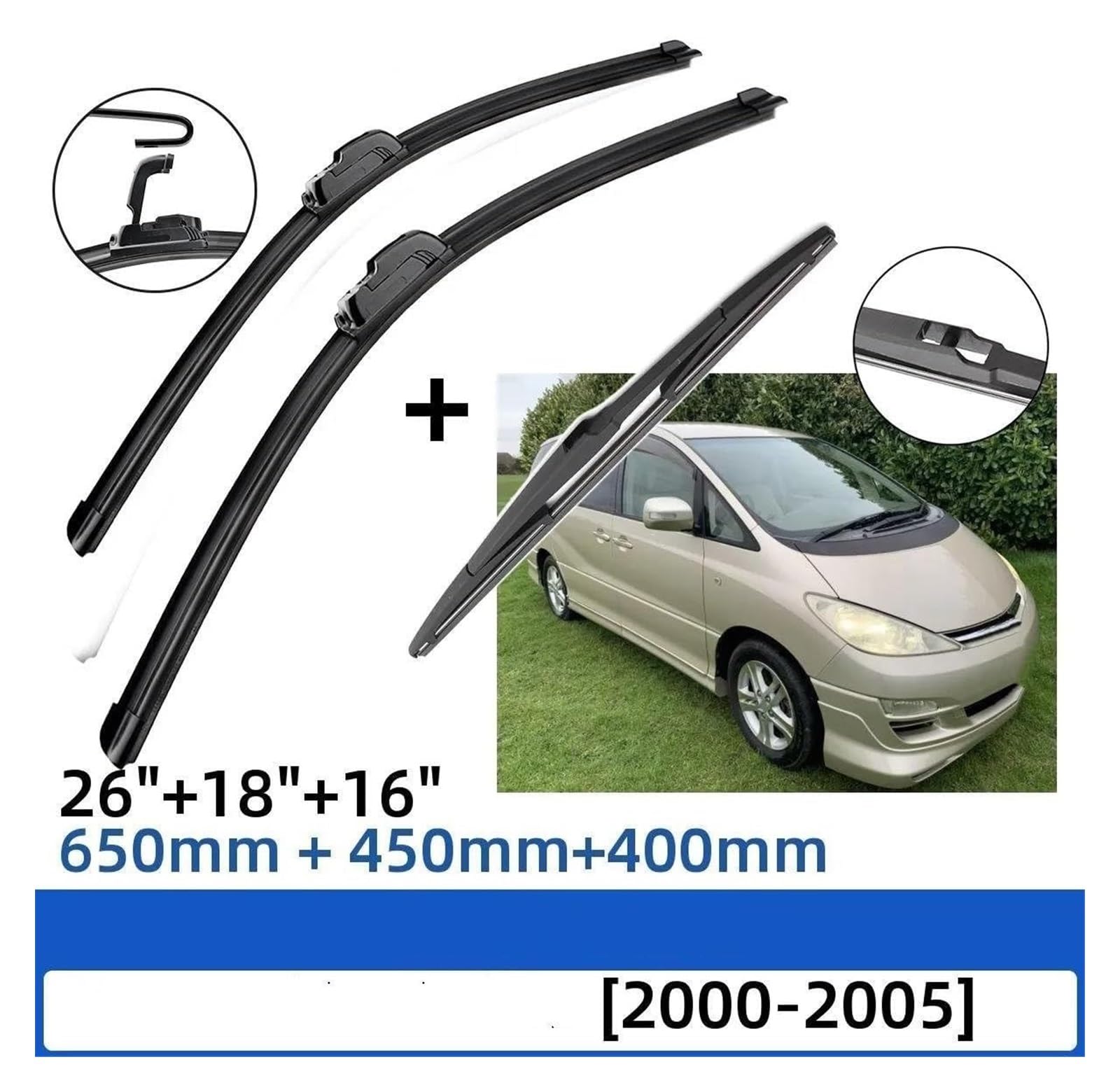 Per T&oyota Per Previa Per Tarago Per Estima 2000-2005 26 "+ 18" + 16 "Anteriore Spazzole Tergicristallo Posteriori Parabrezza Auto Tergicristallo Tergicristalli Automotive