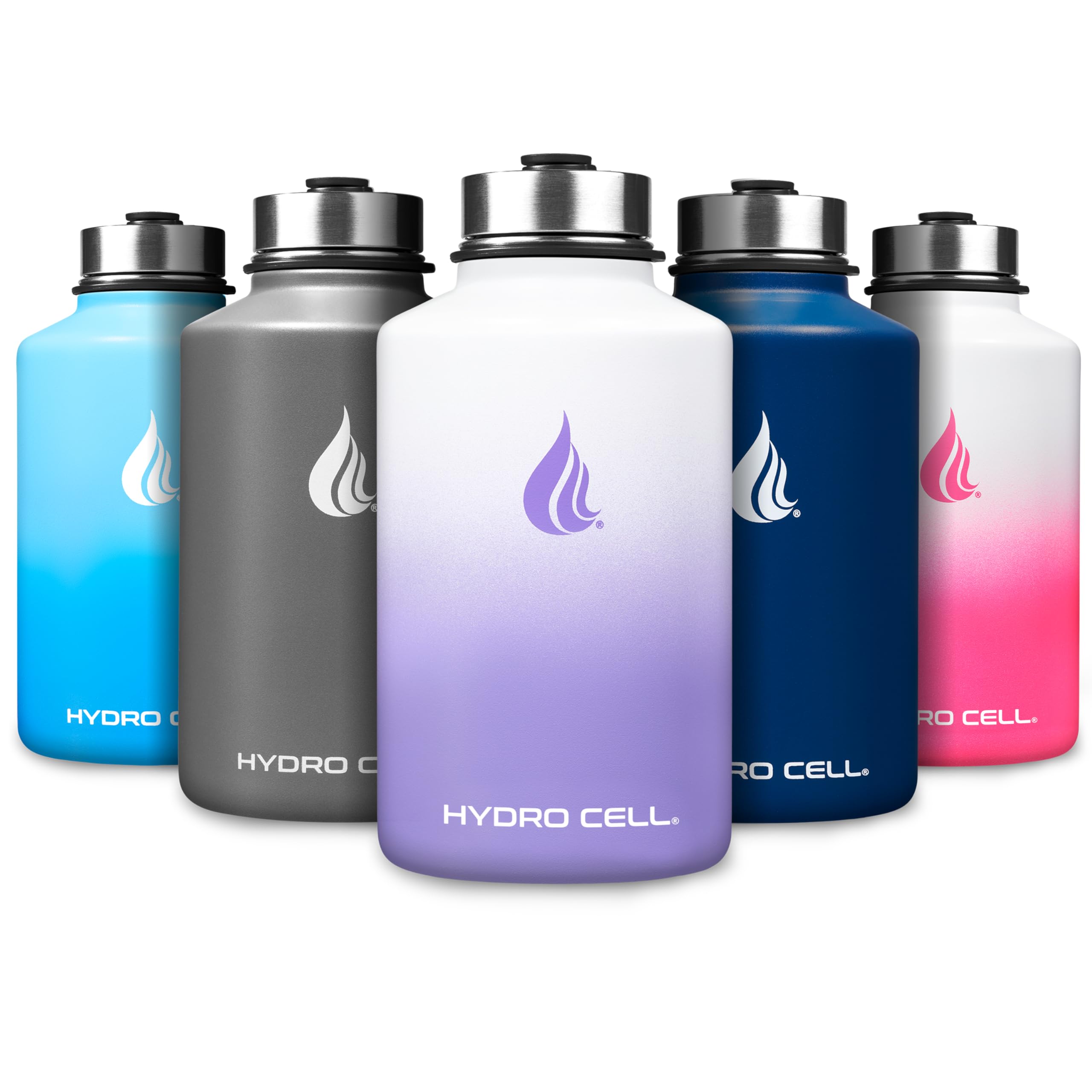 HYDRO CELL Stainless Steel Insulated Water Bottle with Straw - For Cold & Hot Drinks - Metal Vacuum Flask with Screw Cap and Modern Leakproof Sport