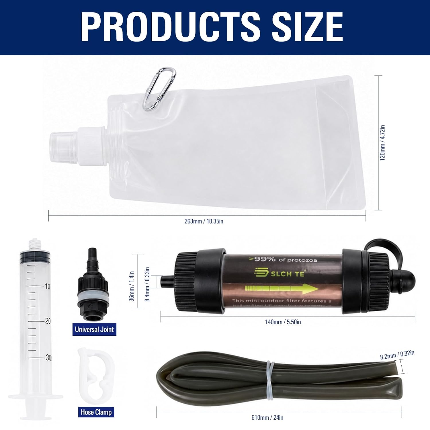 Multifunction Water Filter System, 0.01 Mmicron Mini Water Filtration Straw，Portable Survival Gear for Camping, Backpacking, Fishing, Hunting & Outdoor Adventure