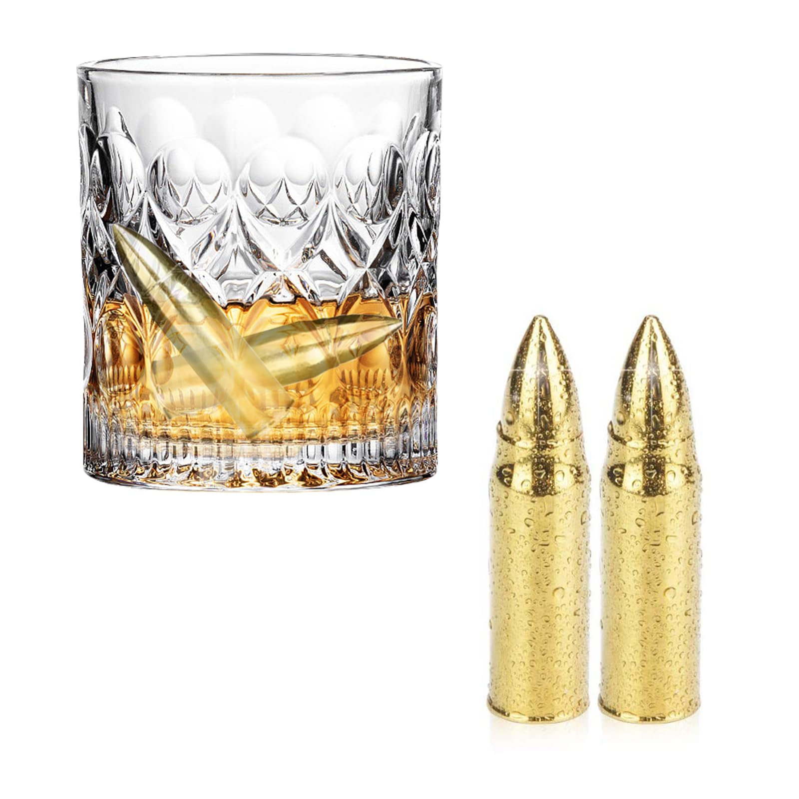 Pack of 2 Whiskey Stones Gifts for Men, Barware Stainless Steel Whisky Stones, Reusable Ice Cubes, Personalised Style Chilling Rocks for Whiskey&Liqueurs