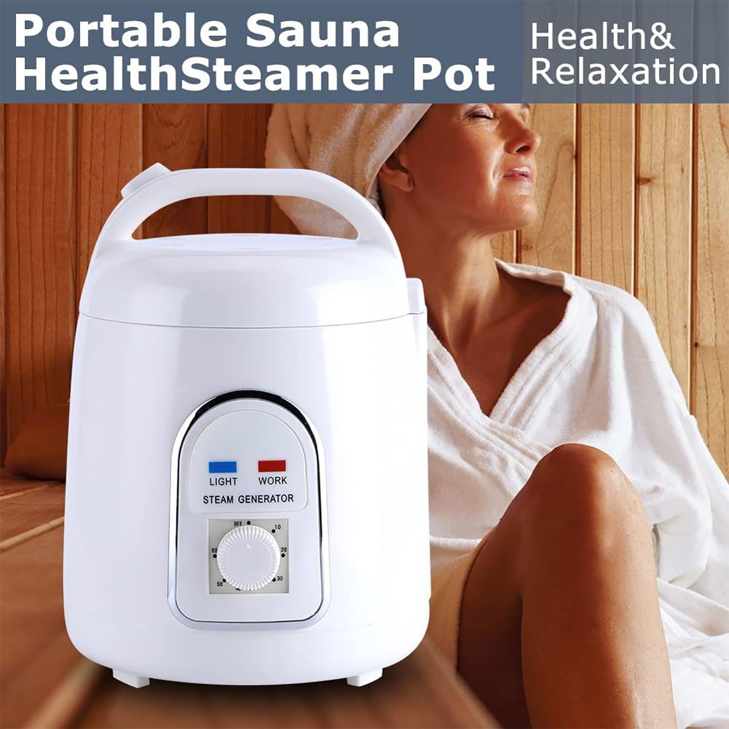 Vaporizador portátil de sauna con temporizador, antifugas y protección contra quemaduras secas, diseño de separación segura para relajación en el hogar y el salón de belleza
