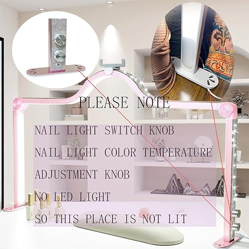 Miniatura 5 de KEDAO Luz de uñas para escritorio, luz de media luna para escritorio de uñas, lámpara de mesa LED plegable de 34 pulgadas, manicura para mesa,