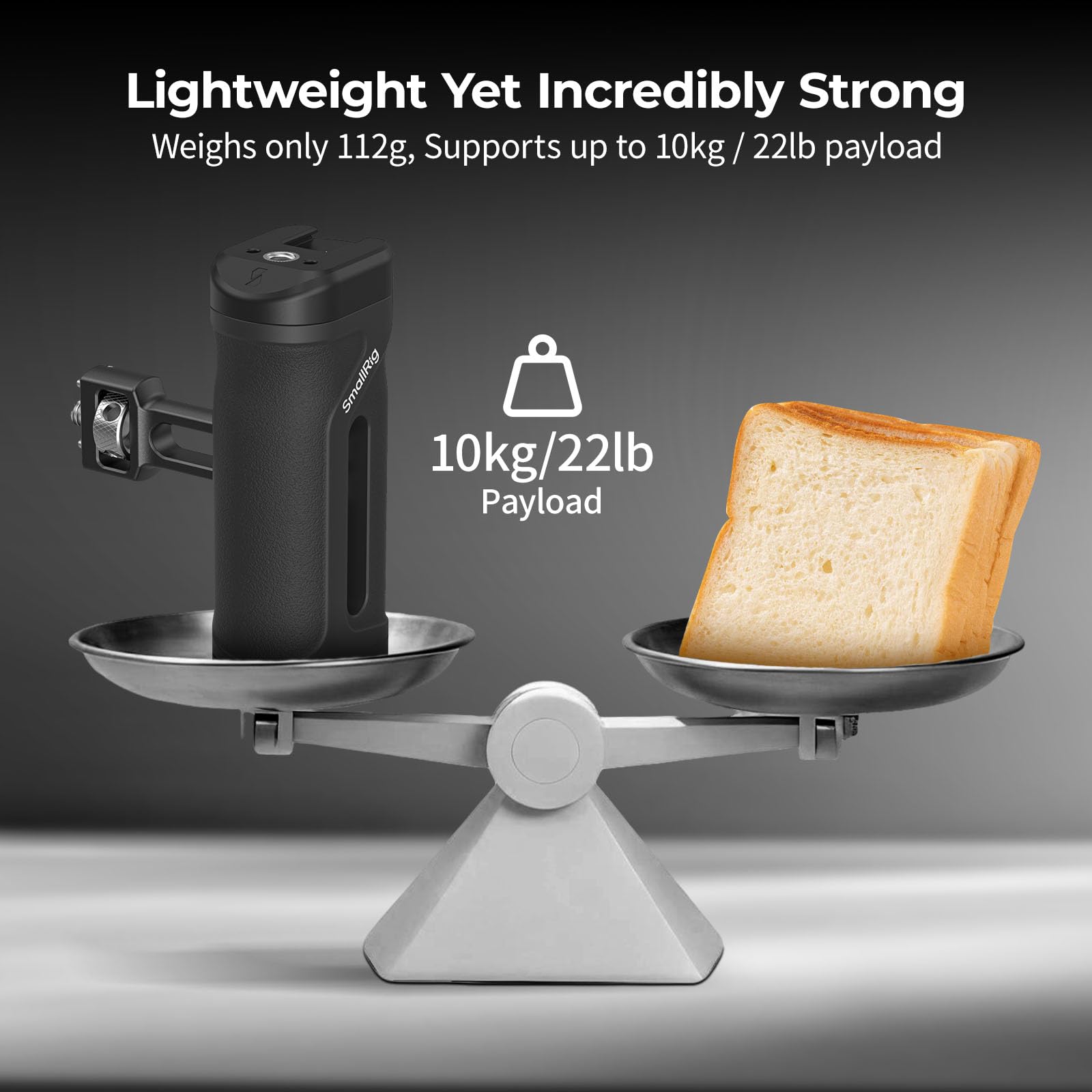 SMALLRIG Mini Poignée Latérale avec vis de Fixation 1/4"-20, Poignée Latérale pour Cage de Caméra Ambidextre, Réglable en Hauteur, avec Griffe Porte-Accessoires Intégrée, Charge Max 10 kg - 5946