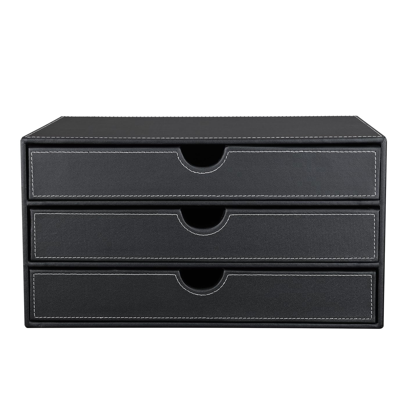KINGFOM™ Holzstruktur Leder Schubladenbox (Stile C - Schwarz)
