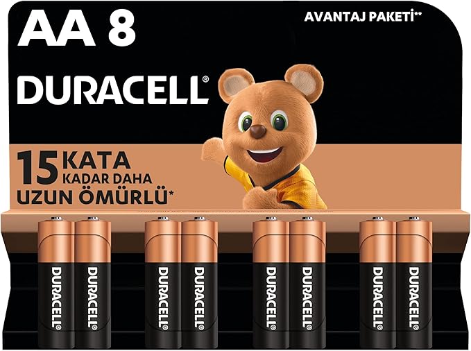 Duracell AA Alkalin Kalem Pil (8'li paket) 1,5 V LR6/MN1500