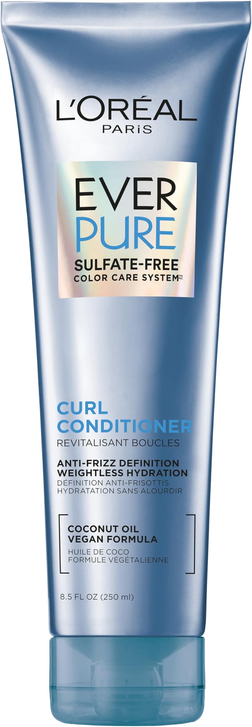 Sulfate Free Conditioner for Curly Hair, Lightweight, Anti-Frizz Hair Care with Coconut Oil, EverPure, 8.5 Fl Oz (Packaging May Vary)