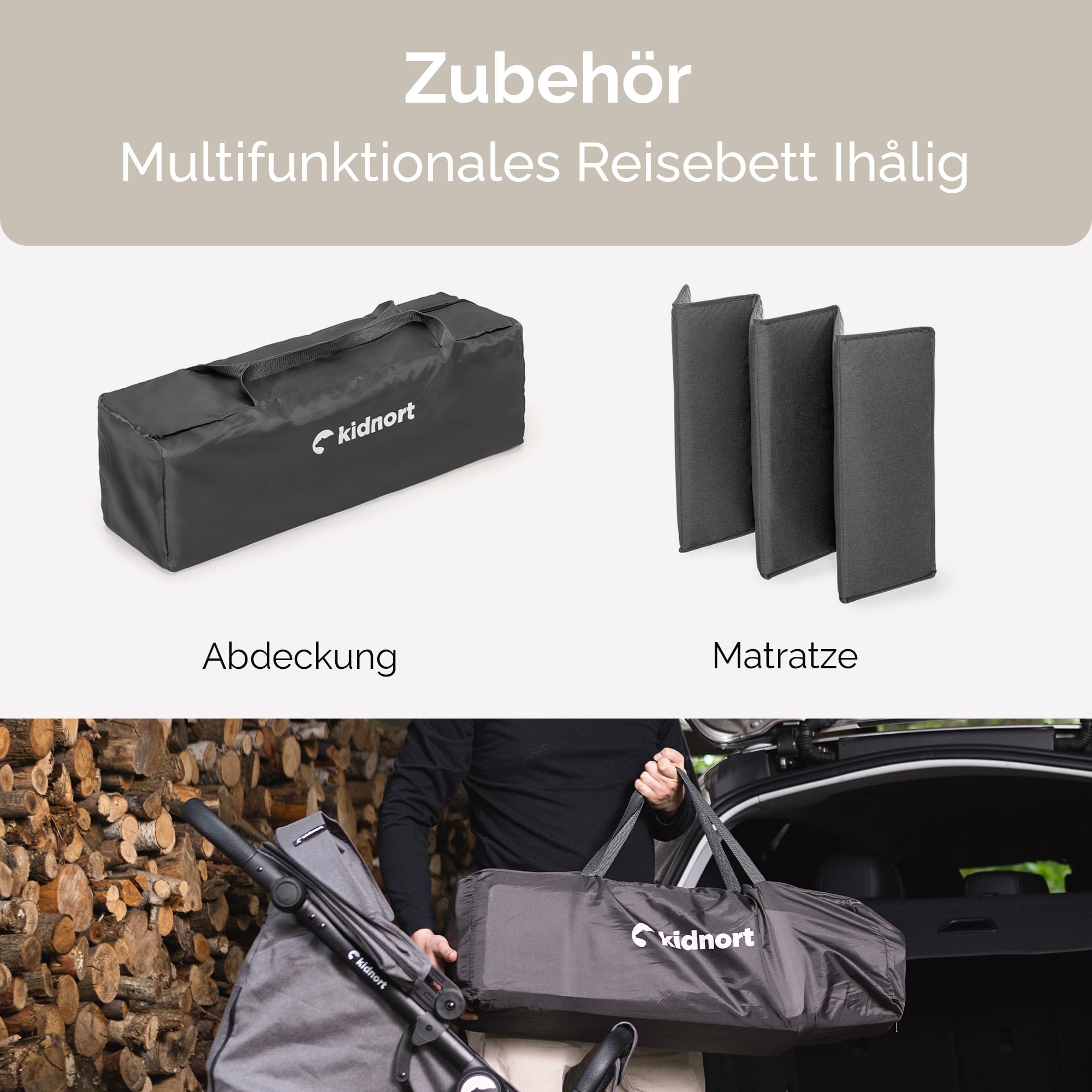 Łóżeczka niemowlęce, Crib, torba transportowa, Ihalig, ciemnoszary