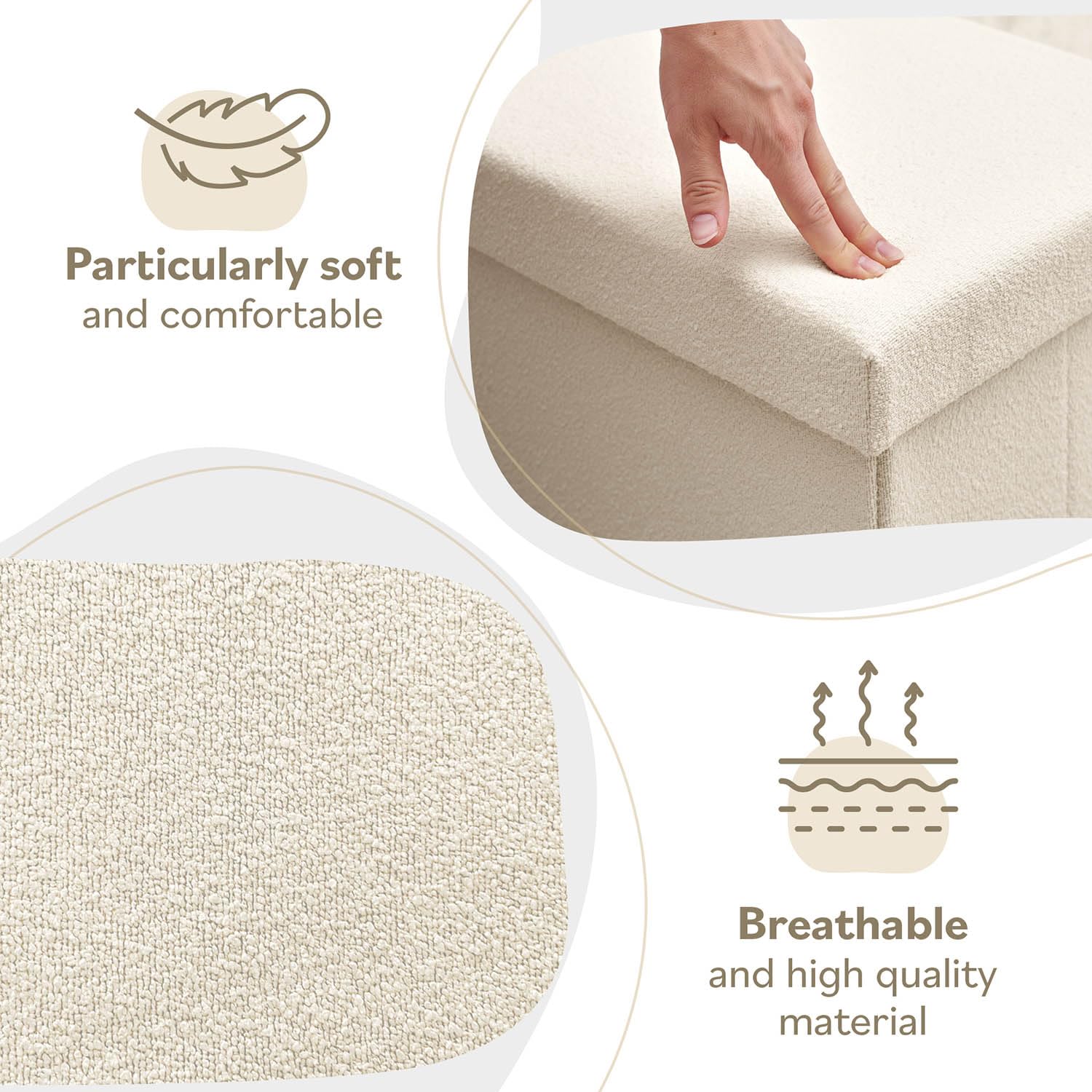 Laleni Coffre de Rangement Solide - Pouf Coffre Rangementt 76x38x38 cm - Banc Coffre Rangementt - Tabouret Rangementt - Storage Ottoman Teddy - Coffre Rangementt pour Enfants en Teddy Beige