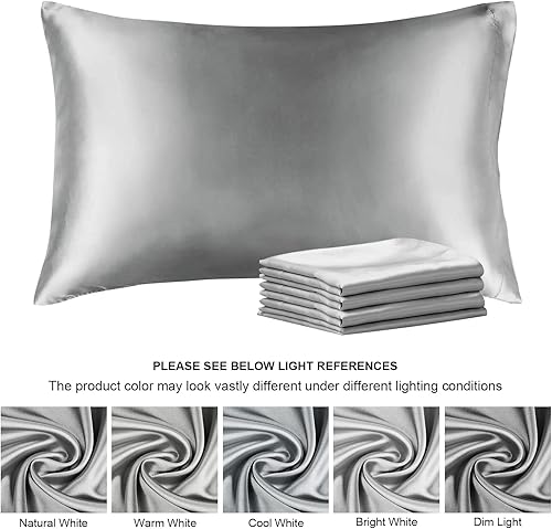 Miniatura 7 de BEDELITE Funda de almohada de satén para cabello y piel, paquete de 4 fundas de almohada súper suaves y sedosas con cierre de sobre (20 x 30