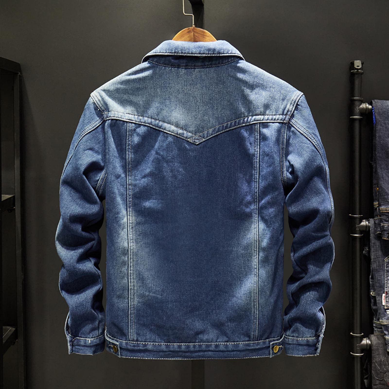 NUSGEAR Chaqueta de vaquera Hombre otoño Invierno Abrigo Grueso cálida Forro de felpa Chaqueta Moda Casual Top Suelto botones trabajo denim Cardigan mezclilla caliente outwear Talla grande 2024