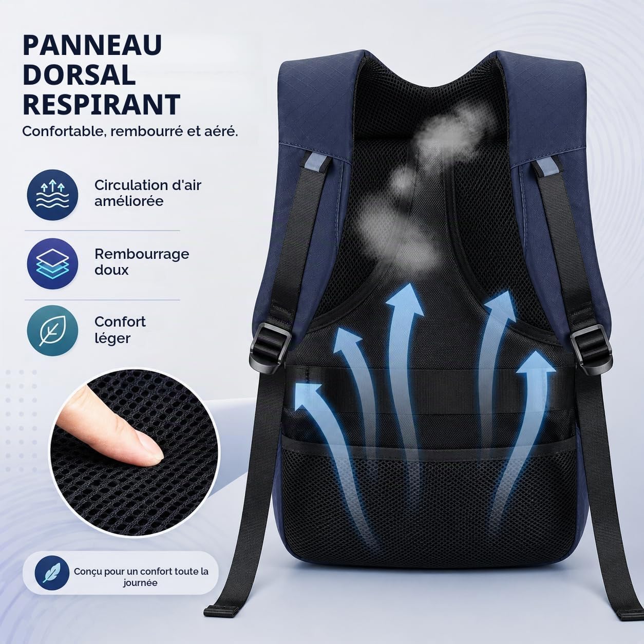 Sac à dos avec écran programmable, Sac à dos pour ordinateur portable avec contrôle APP, Étanche, Voyage, Sac pour moto,bleu(Pas de banque d'alimentation incluse)