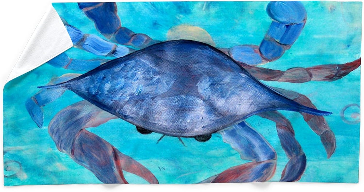 CafePress Blue Crab 30"x60" Absorbent Cotton Back, Soft Beach, Pool Towel