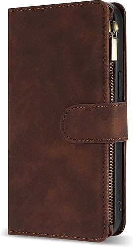 Miniatura 10 de ZZXX Funda tipo cartera para iPhone 12, funda tipo cartera para iPhone 12 Pro con ranura para tarjetas, de piel sintética suave de alta calidad, con