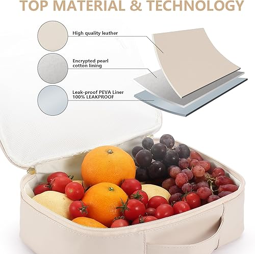 Miniatura 4 de WALONER Lonchera de cuero con aislamiento térmico para niños y adolescentes, mini lonchera térmica reutilizable para la escuela, picnic, viaje,