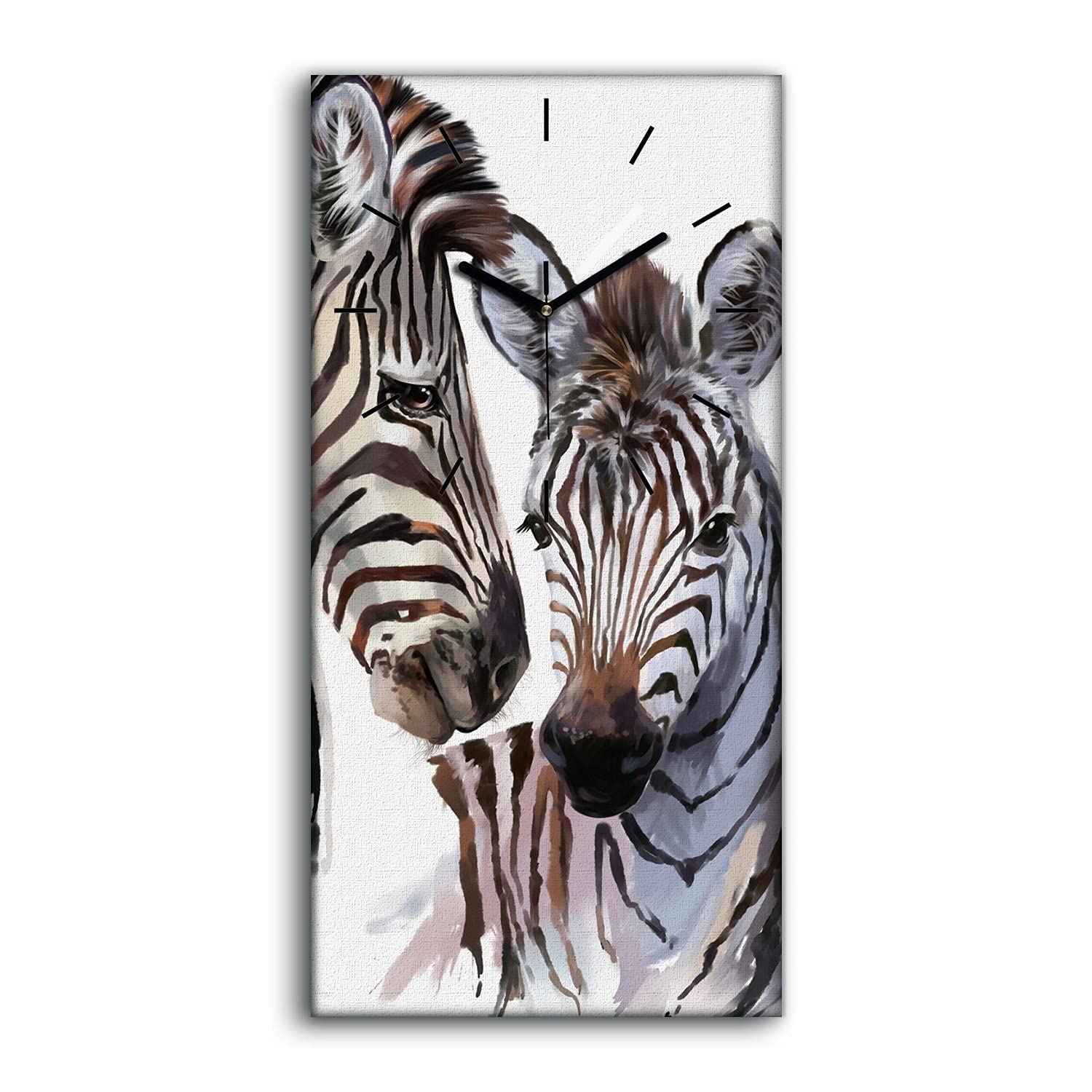 Horloge sur toile zèbre 30x60cm avec aiguilles noires Coloray