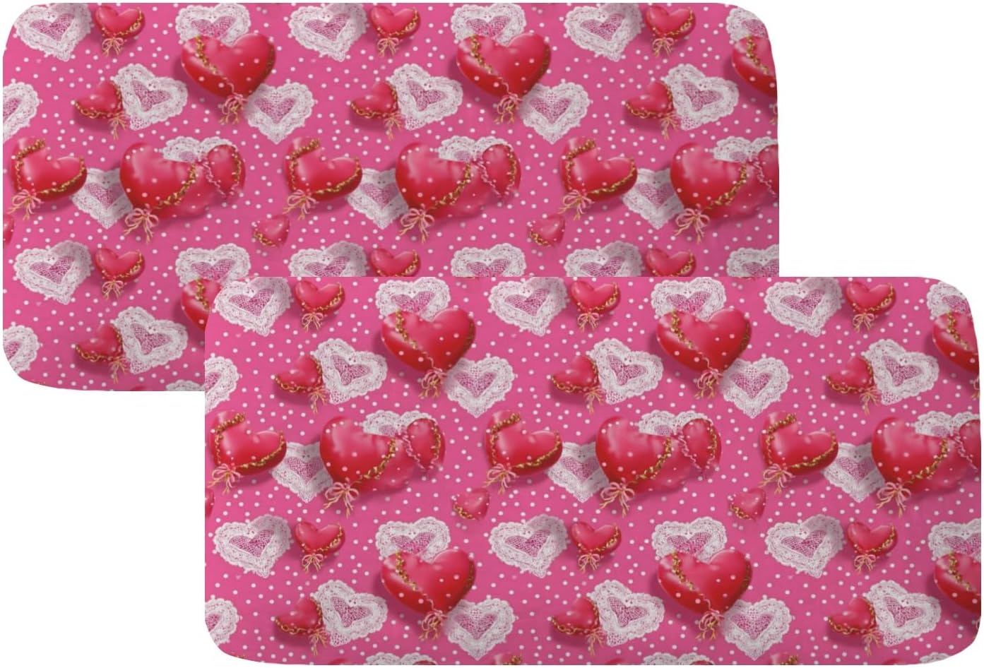 Lace Heart Dot Loveseat Covers Couch Covers for 2 Cushion Couch, 2-Piece Stretch Sofa Slipcovers Anti-Slip Washable Furniture Protectors for Dogs Pets