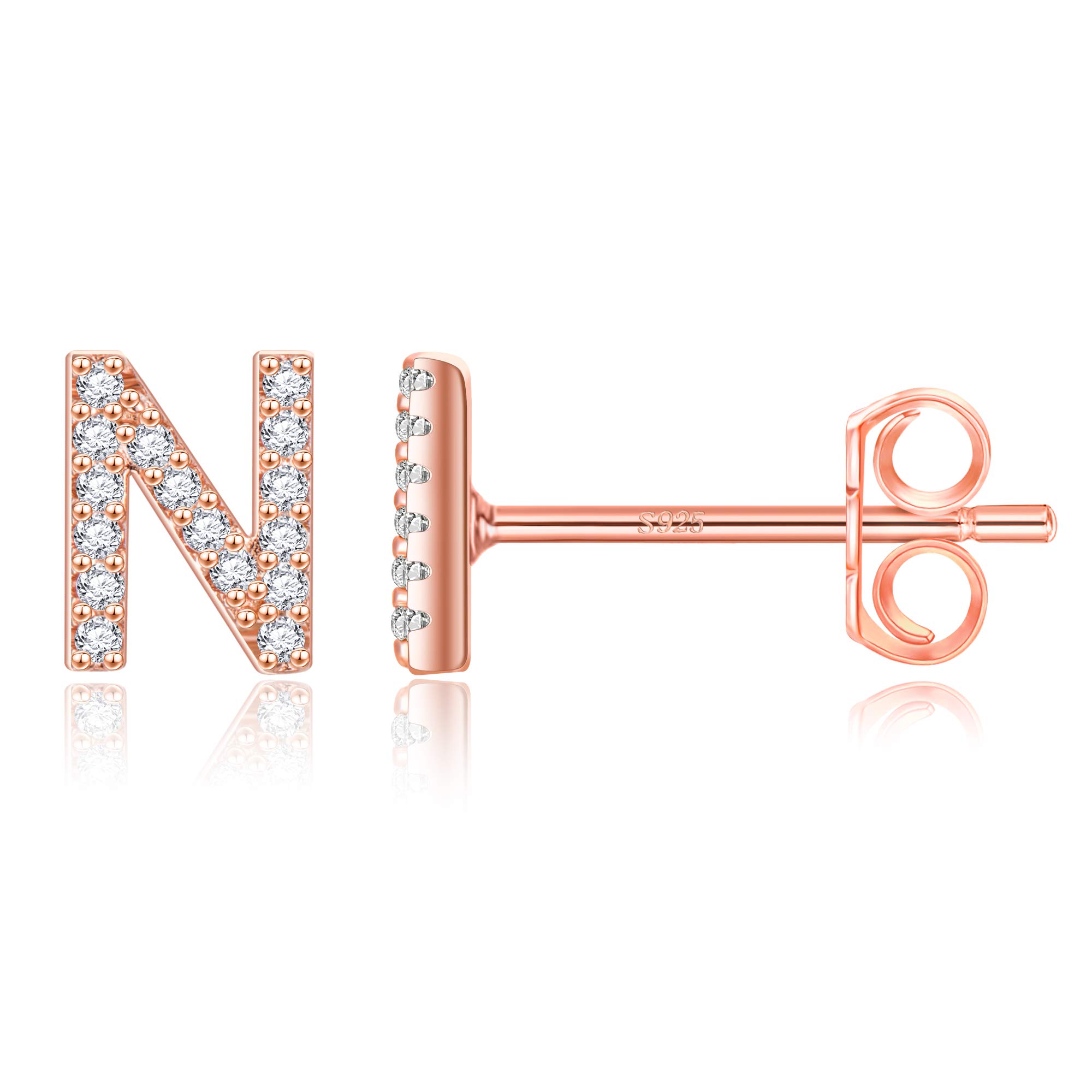 MONOOCN Earrings for Girls, Small Letter Earrings for Girls Hypoallergenic Kids Earrings CZ Simulated Diamond Alphabet Stud Earrings, Crystal, Cubic Zirconia